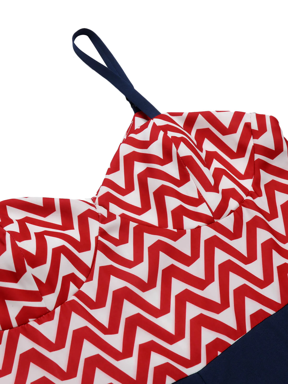 Combishort à bretelles à rayures et chevrons rouge et bleu des années 1950 - Image 5