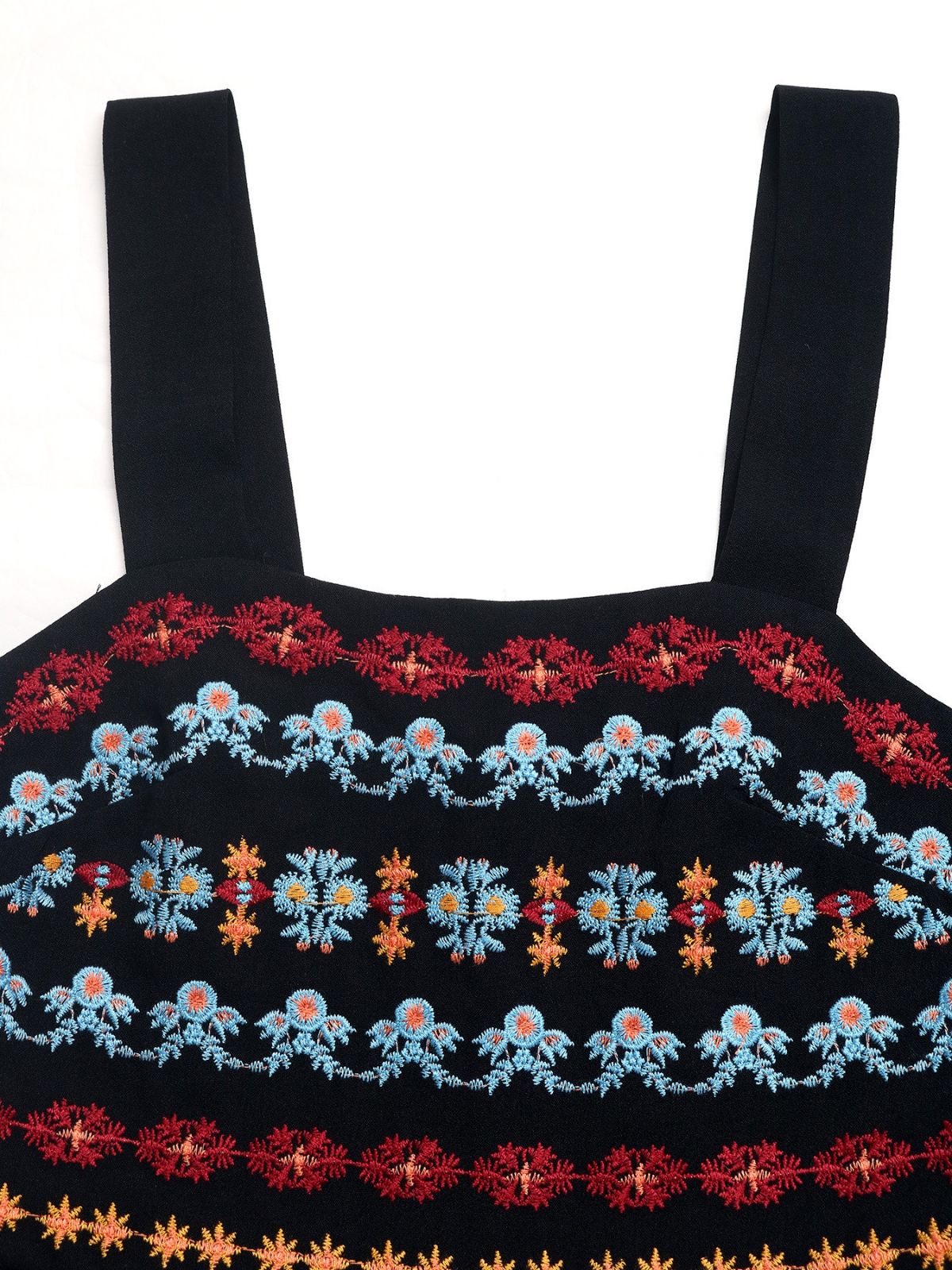 Combishort Col Carré Brodé Fleur Noir Années 50 - Image 6