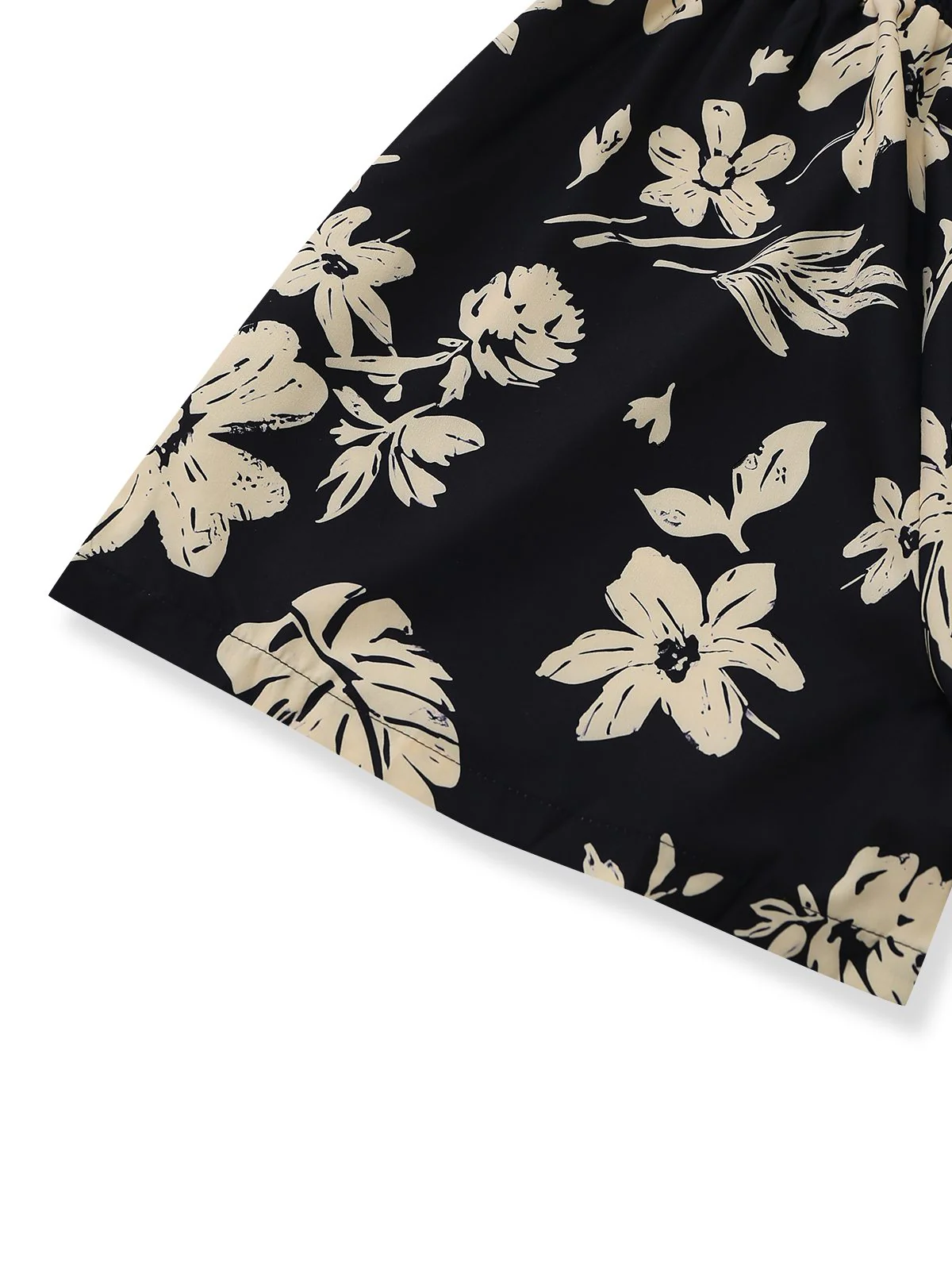 Combishort col carré imprimé tropical noir années 50 - Image 5