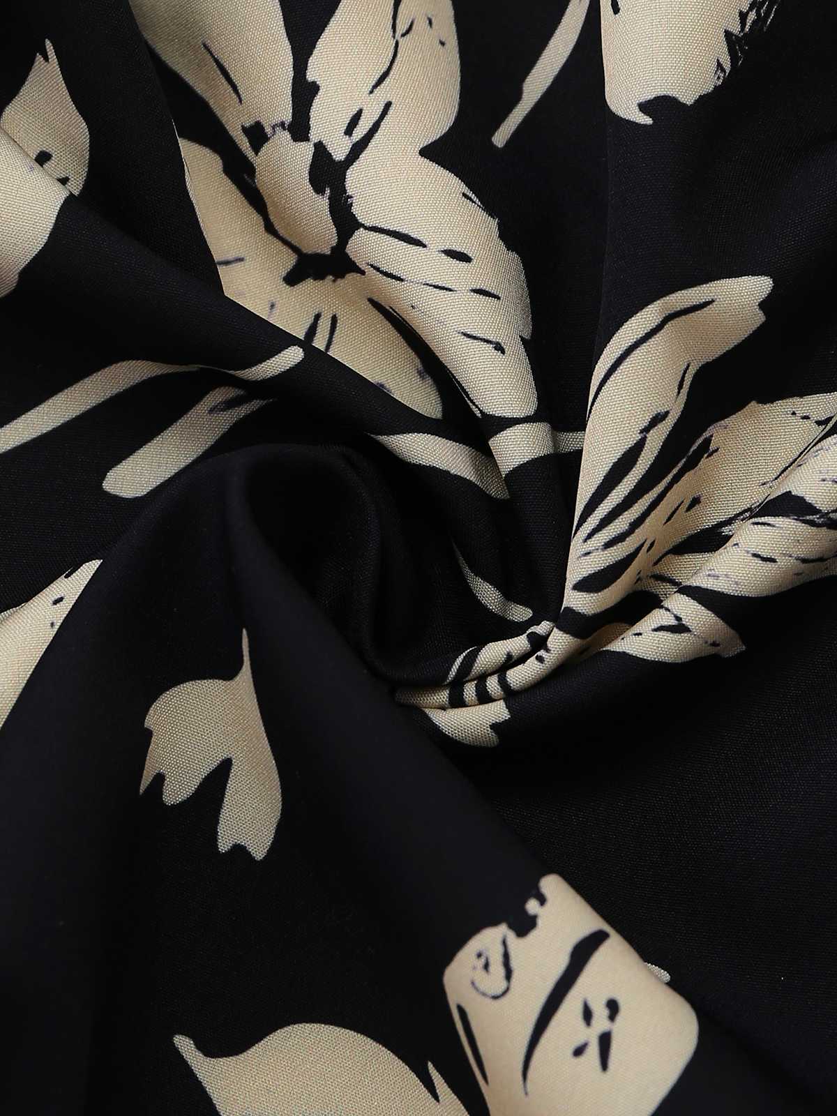 Combishort col carré imprimé tropical noir années 50 - Image 6