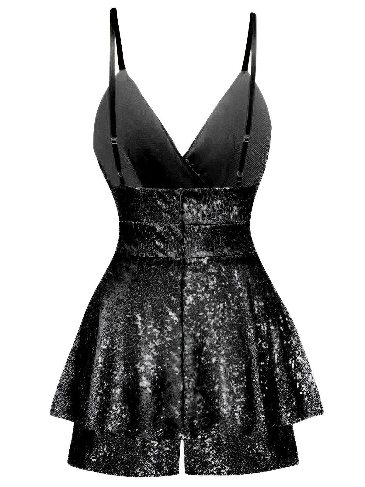 Combishort-culotte à bretelles et col en V à paillettes des années 1960 - Image 6