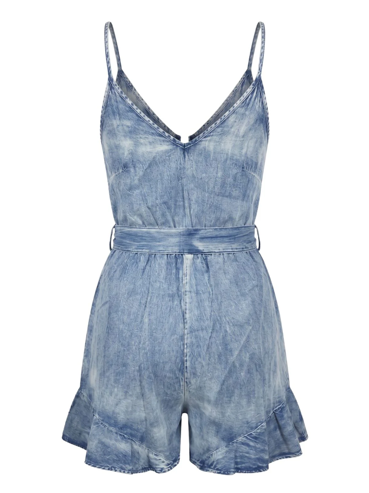 Combishort en Denim Boutonné à Volants Années 1950 - Image 2