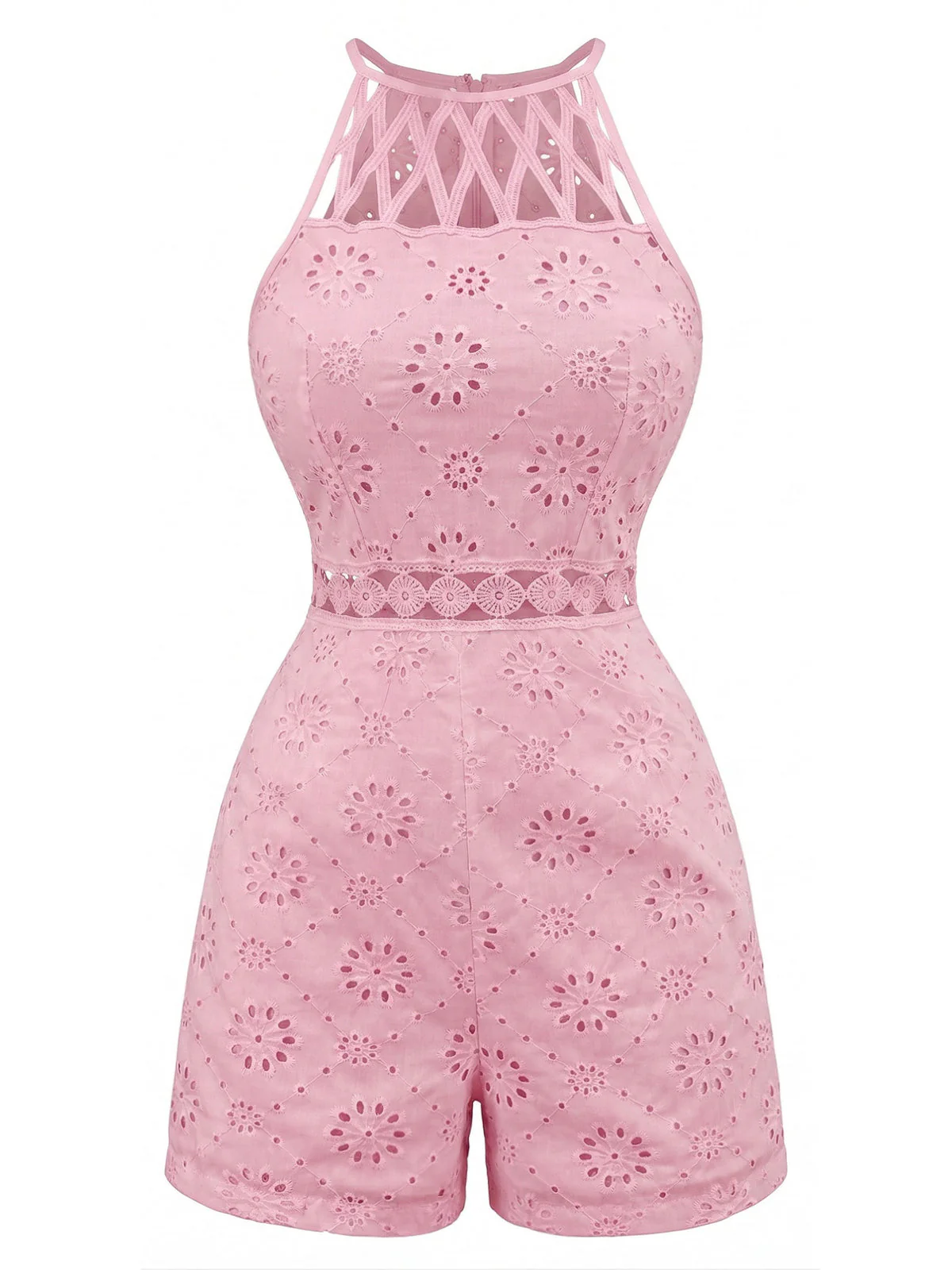 Combishort fleurs encolure ronde et dos nu nouer années 70 - Image 2