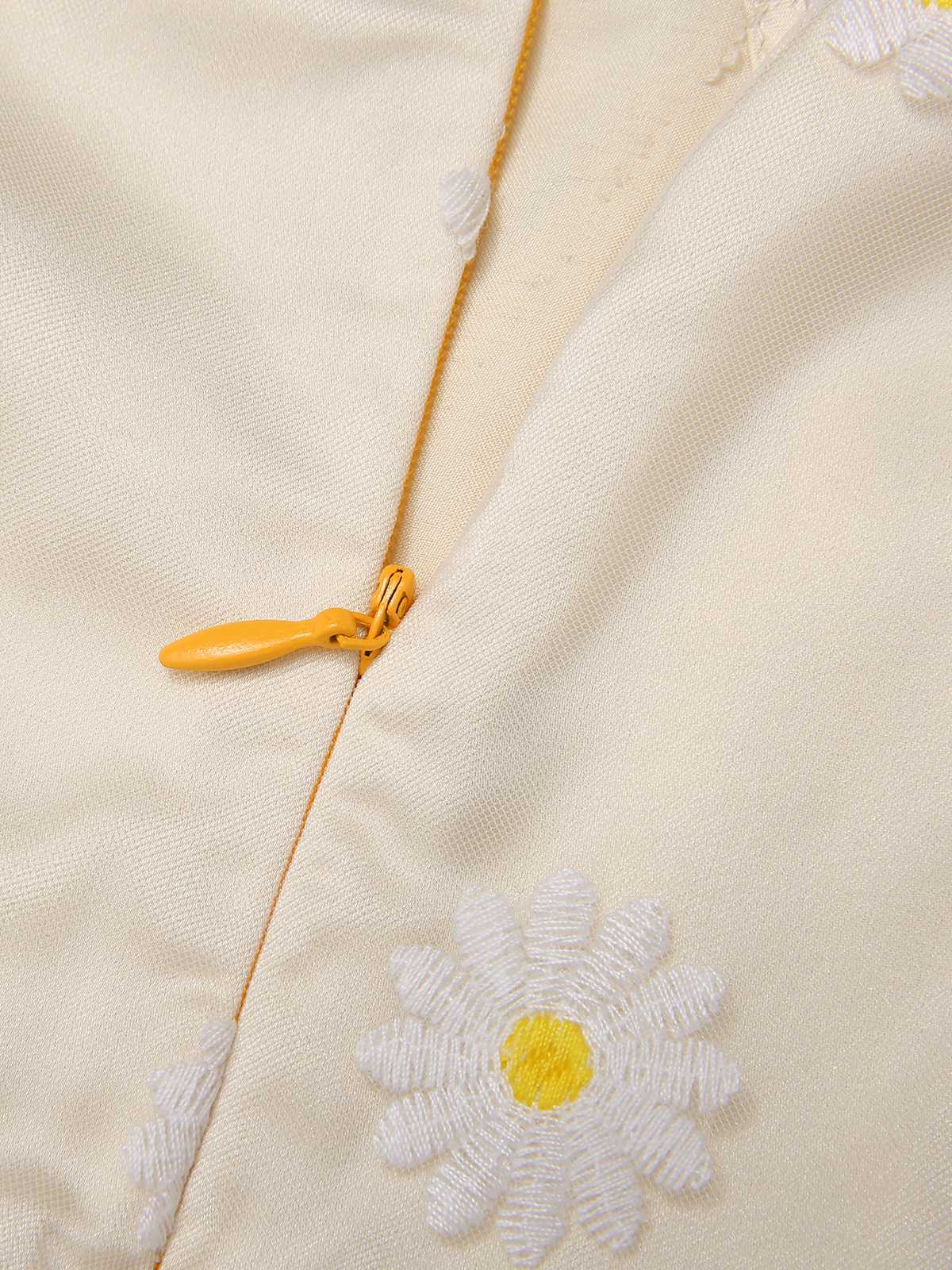 Combishort jaune en maille marguerite à col en V des années 1950 - Image 7