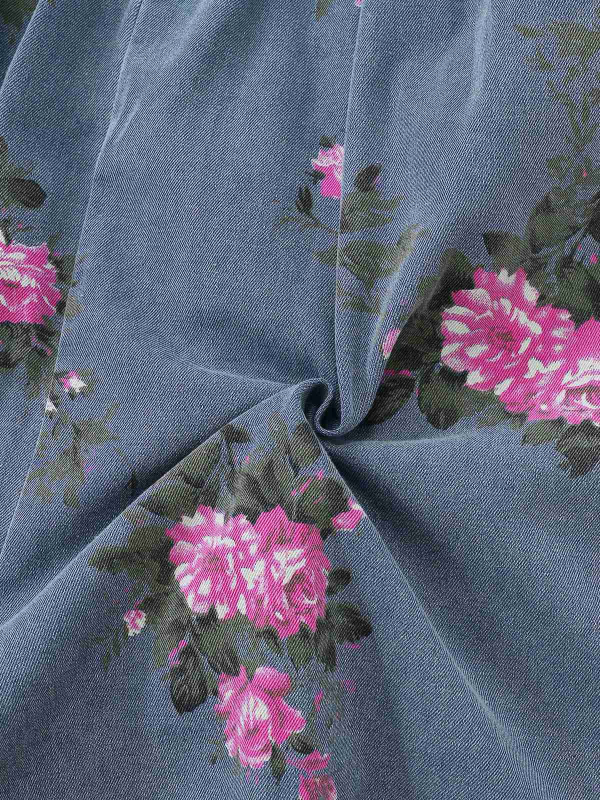Combishort Jean Fleurs Bretelles Larges Années 1960 - Image 9