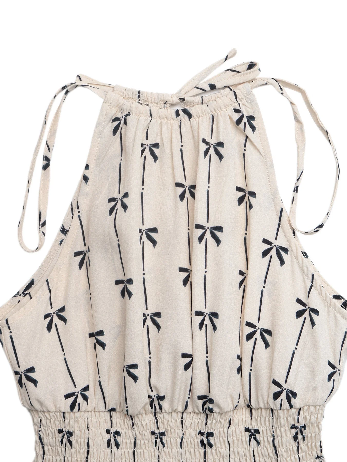 Combishort Licou Imprimé Nœuds Taille Froncée Beige Années 1950 - Image 6
