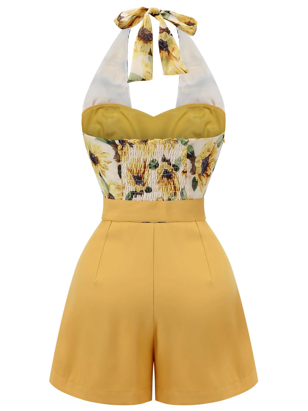 Combishort licou tournesol jaune patchwork années 1950 Chic - Image 6