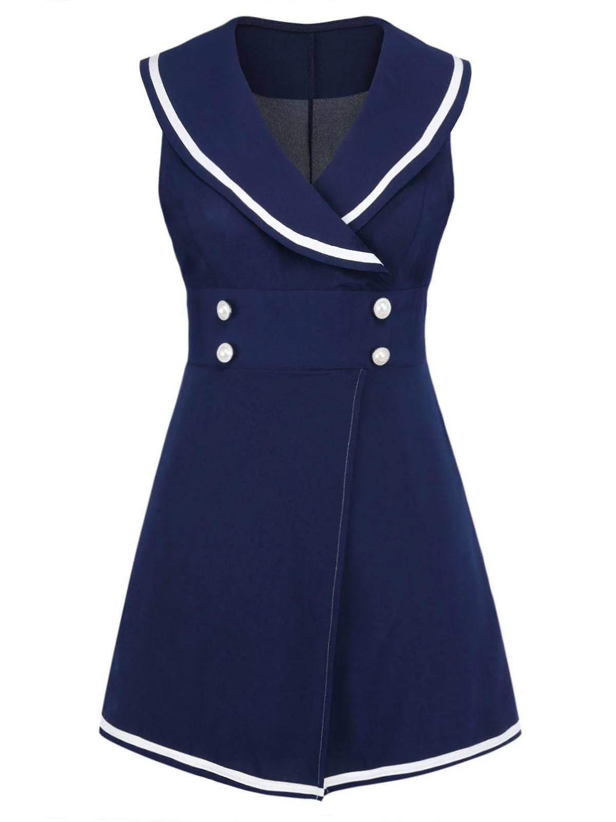 Combishort Marin Boutons Perlés Bleu Marine Années 1950 - Image 3