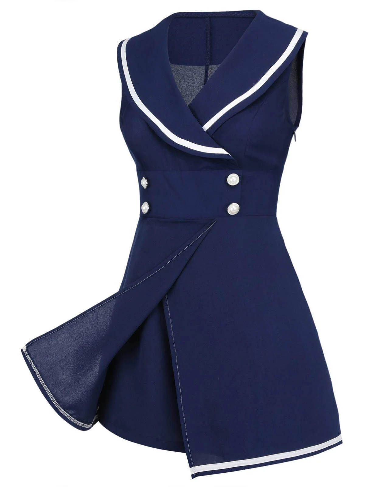 Combishort Marin Boutons Perlés Bleu Marine Années 1950 - Image 5