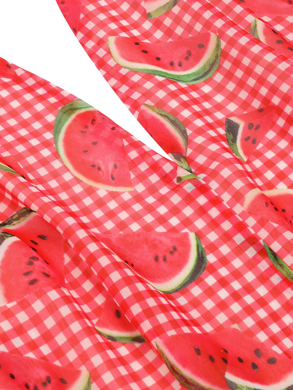 Combishort patchwork à dos nu rouge à carreaux pastèque - Image 5