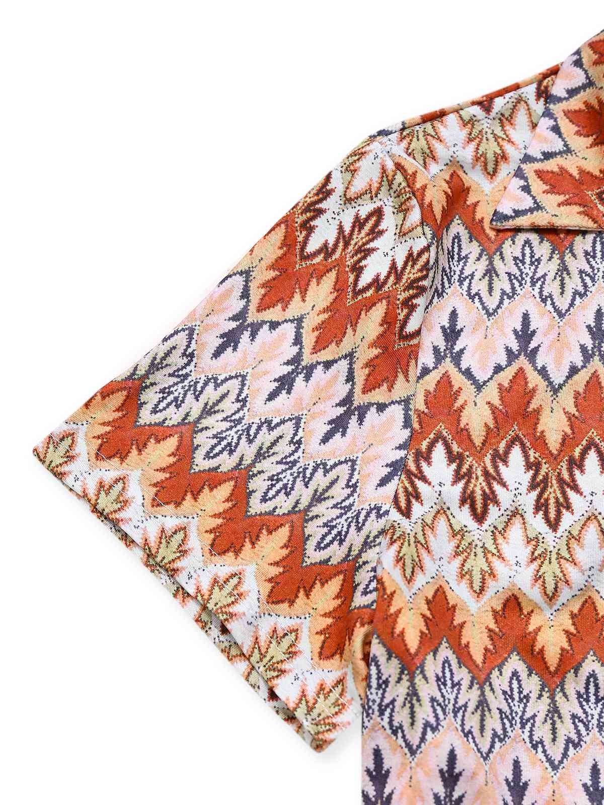 Combishort revers multicolore style bohème motifs d'arbres des années 1970 - Image 4
