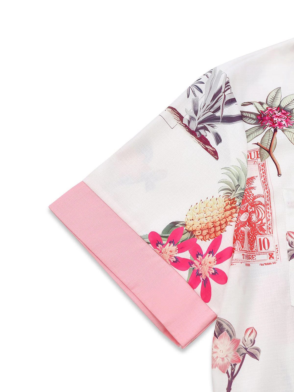 Combishort rose à motif ananas et fleur à revers années 1950 - Image 3