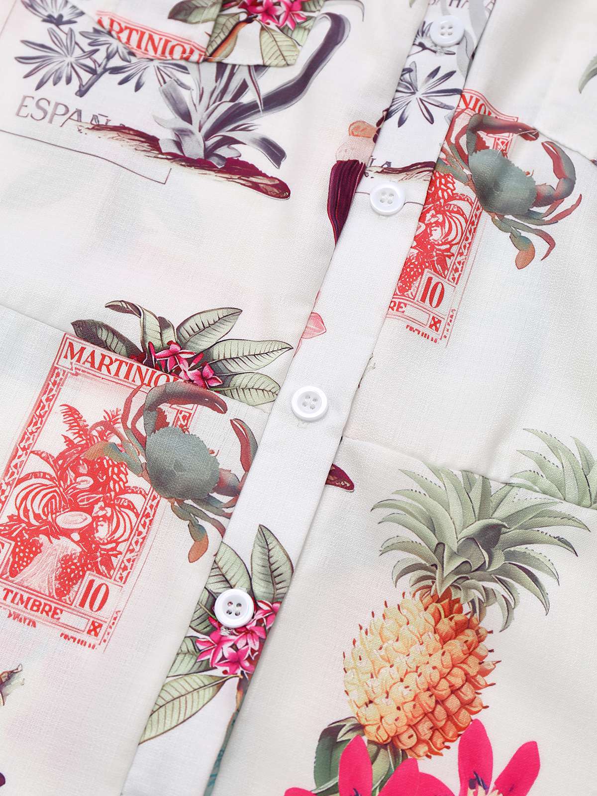 Combishort rose à motif ananas et fleur à revers années 1950 - Image 4