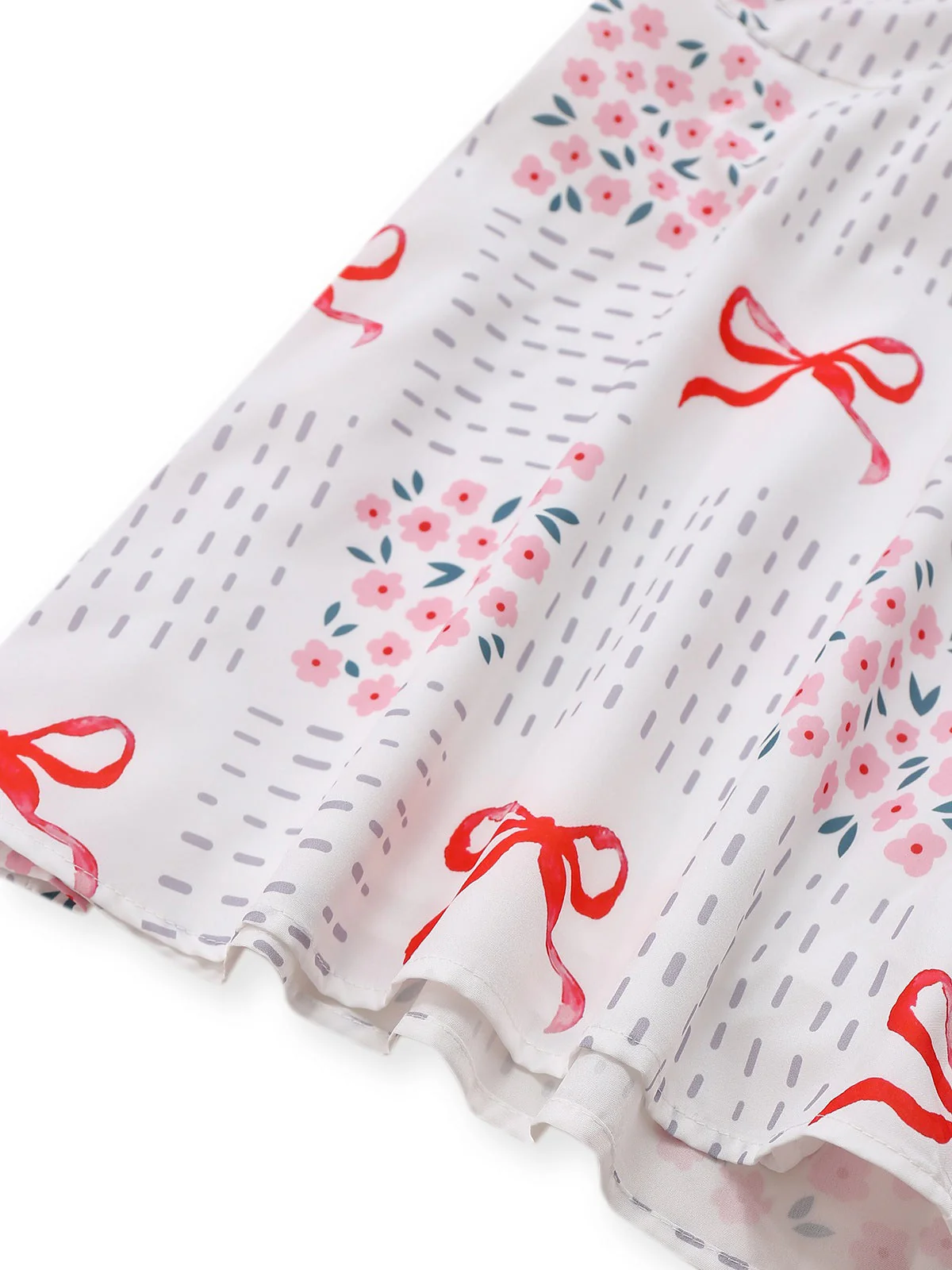 Combishort rose revers motif nœud et florale avec ceinture années 1950 - Image 4