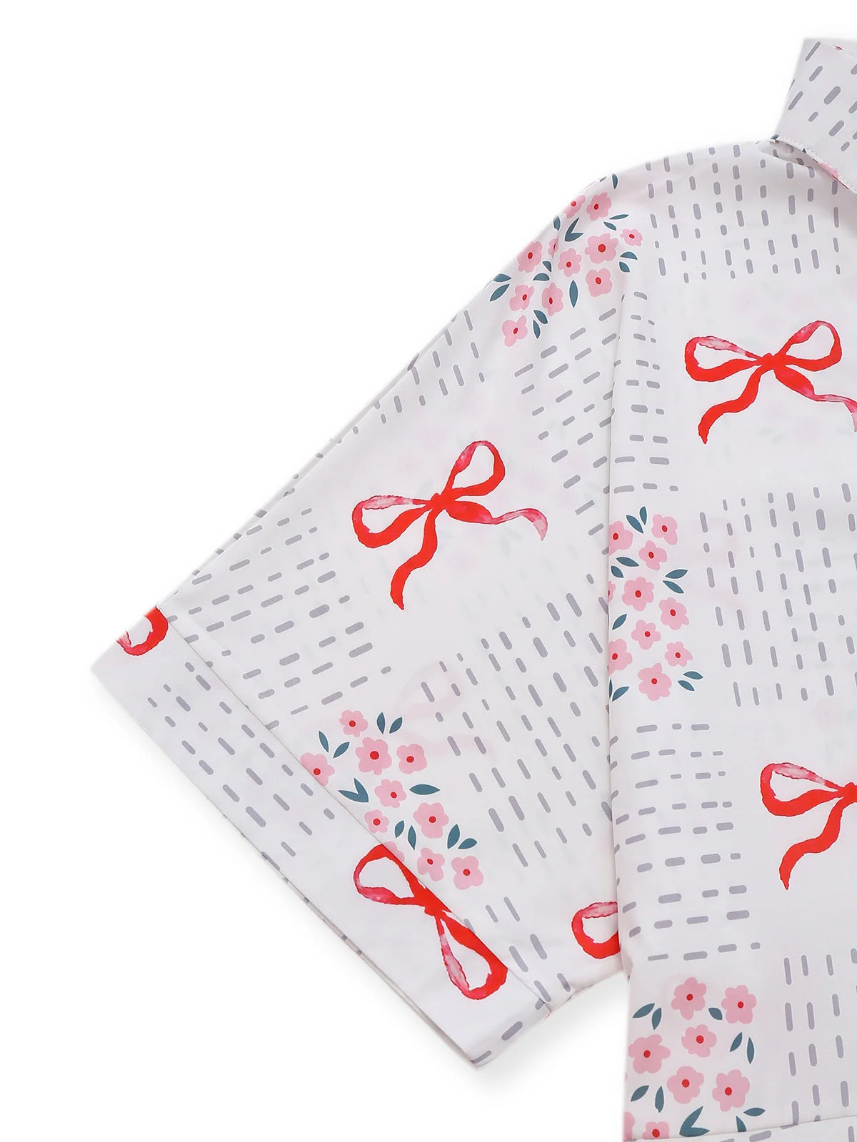 Combishort rose revers motif nœud et florale avec ceinture années 1950 - Image 5