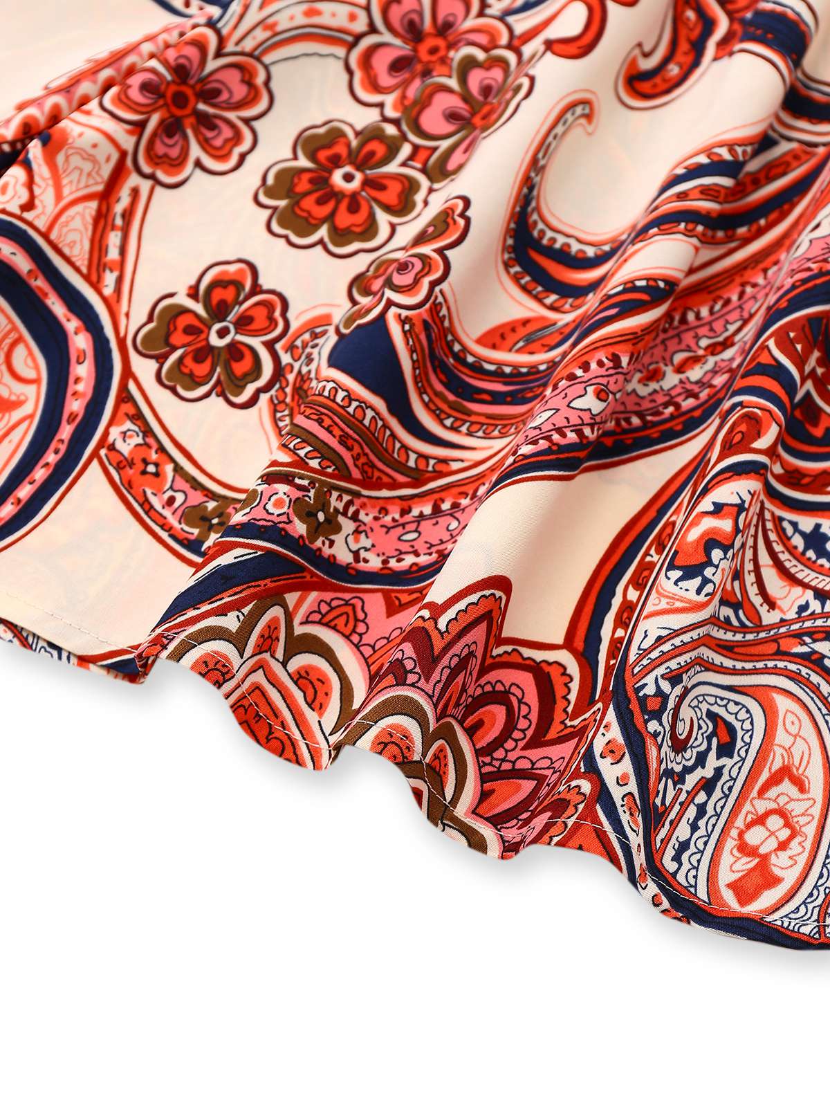 Combishort rouge bohème à fleurs asymétrique années 1970 - Image 4