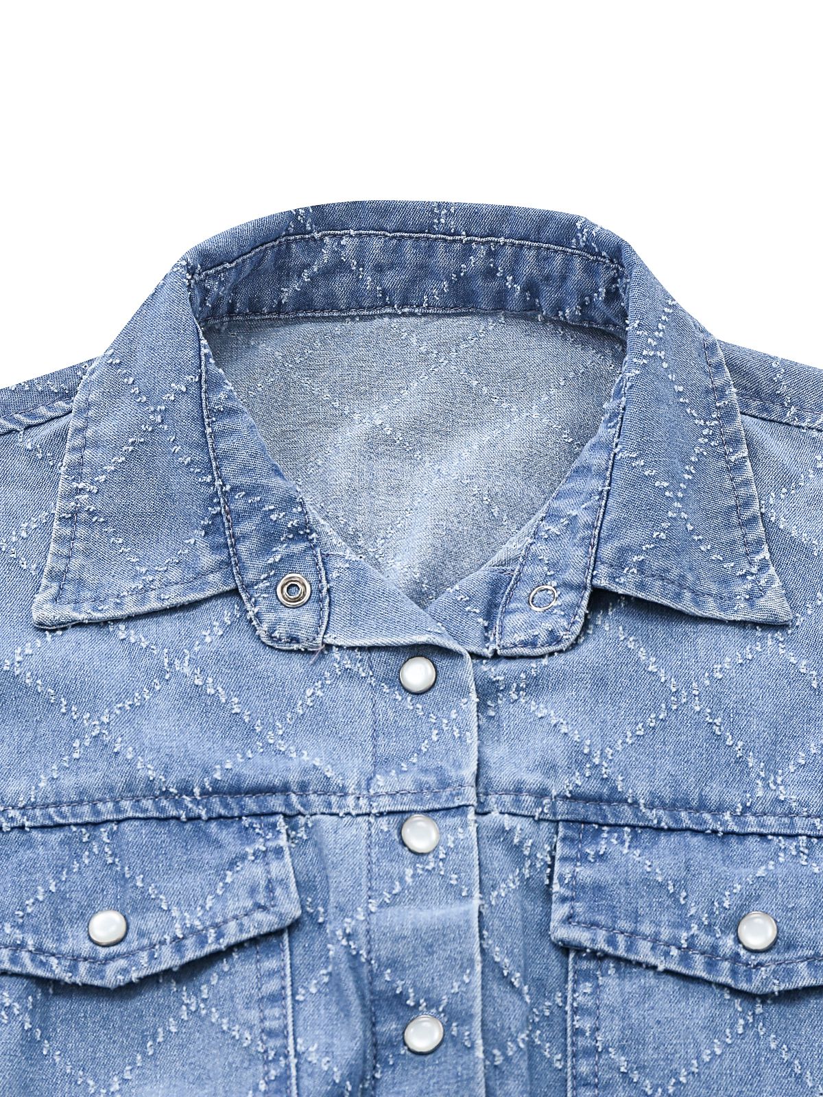 Combishort utilitaire en jean bleu avec boutons années 1980 - Image 5