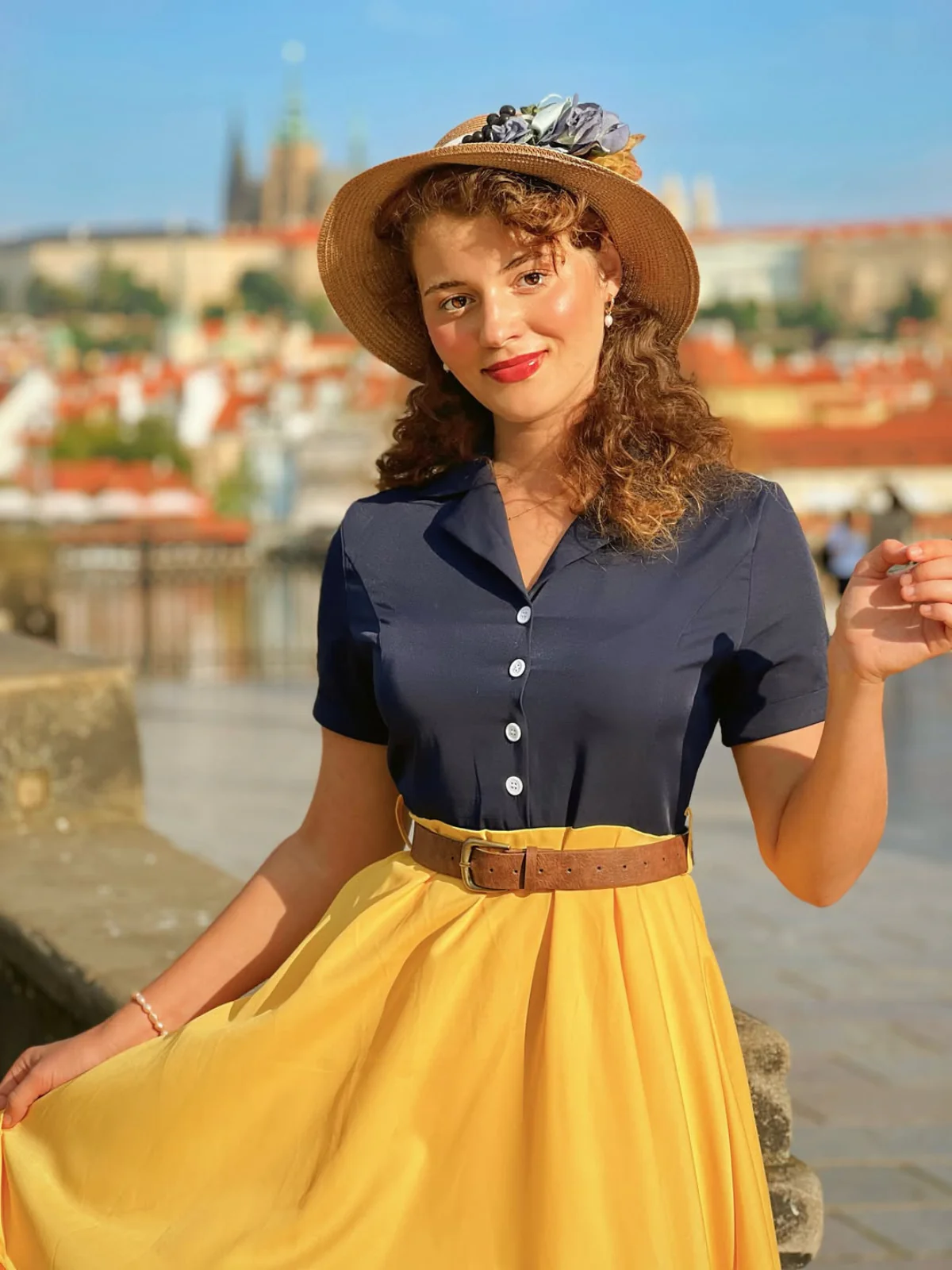 Robe boutonnée kaki style Blanche-Neige années 1950 - Image 16