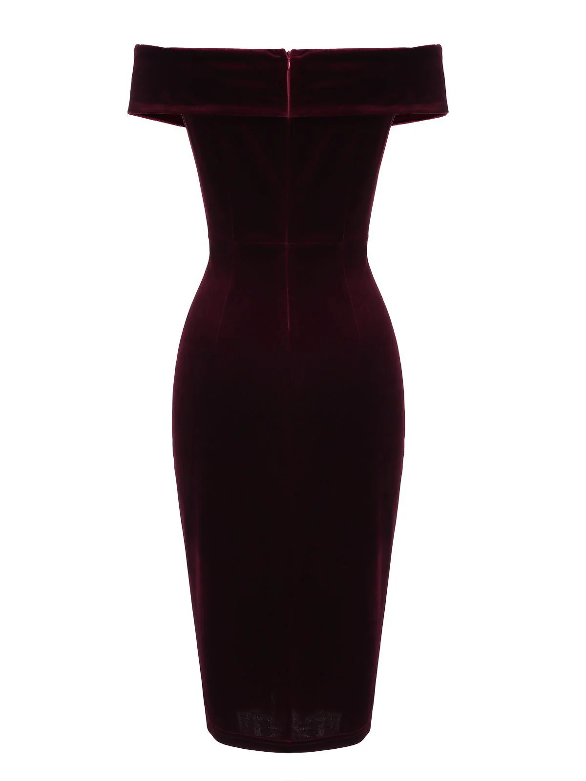 Robe Crayon Vintagr Année 60 Bordeaux en Velours Soirée Cocktail Chic - Image 6