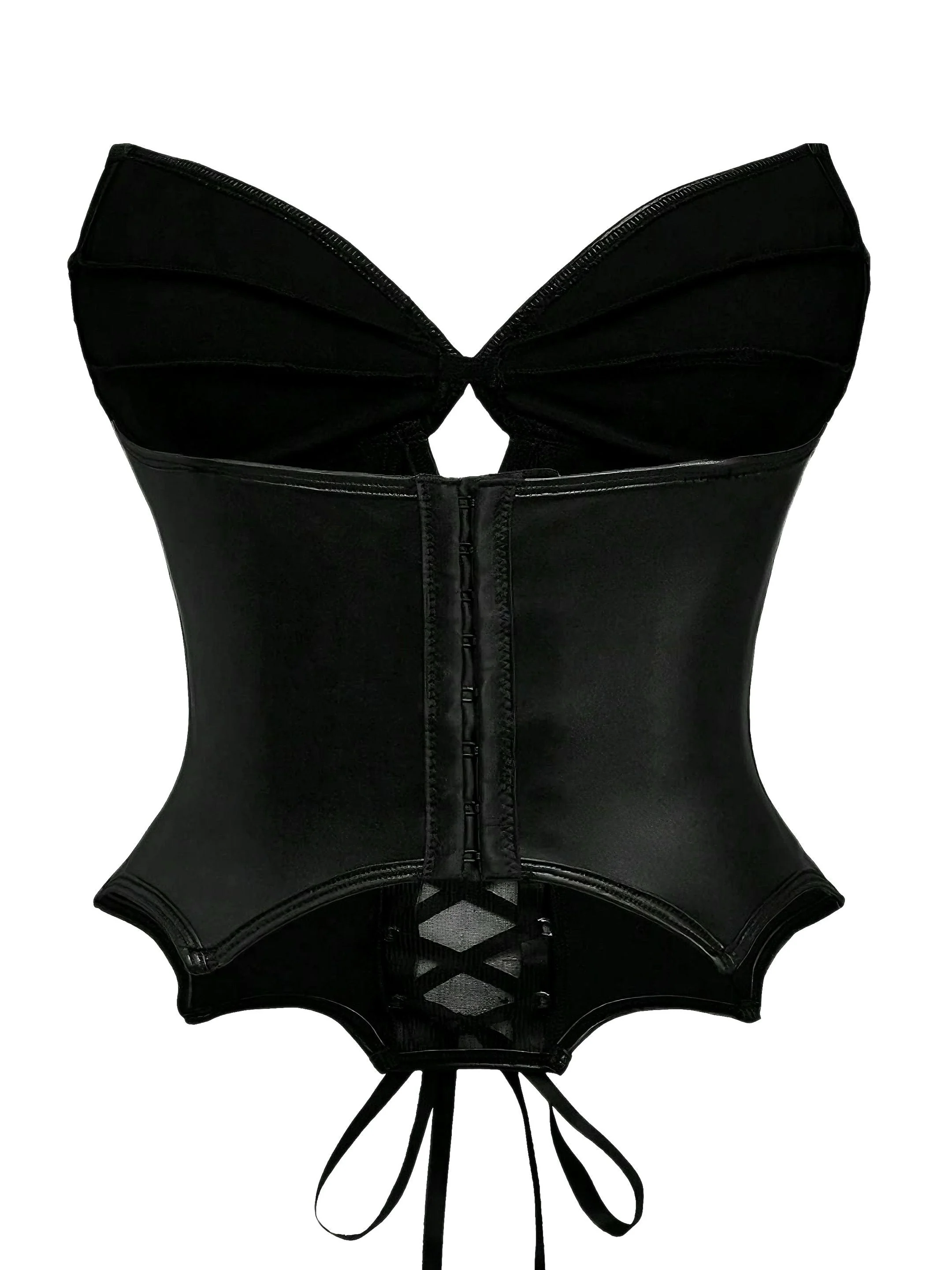 Corset gothique en cuir noir style chauve-souris 1970s - Image 6