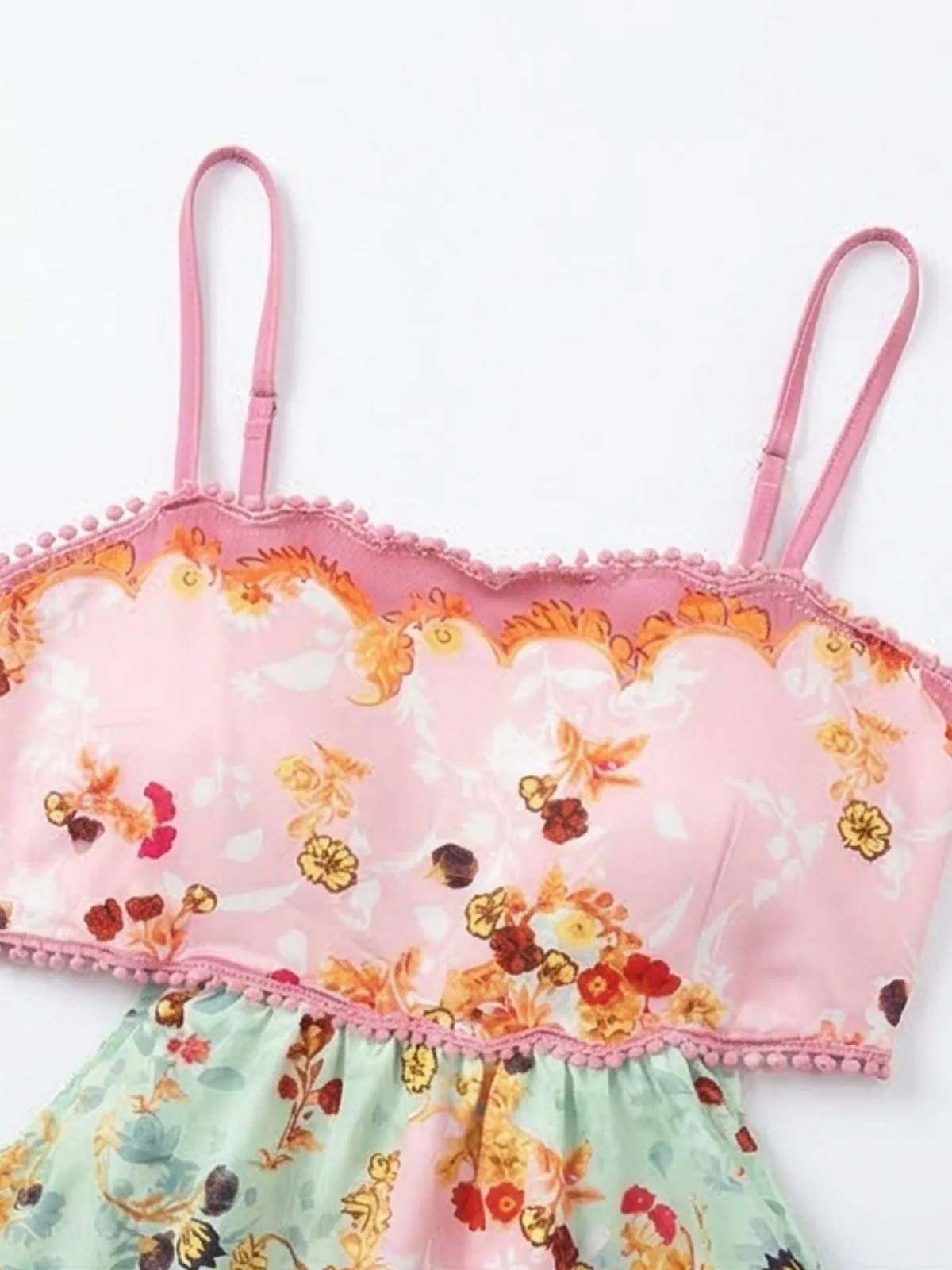 Robe longue fleurs volants rose foncé années 30 - Image 4