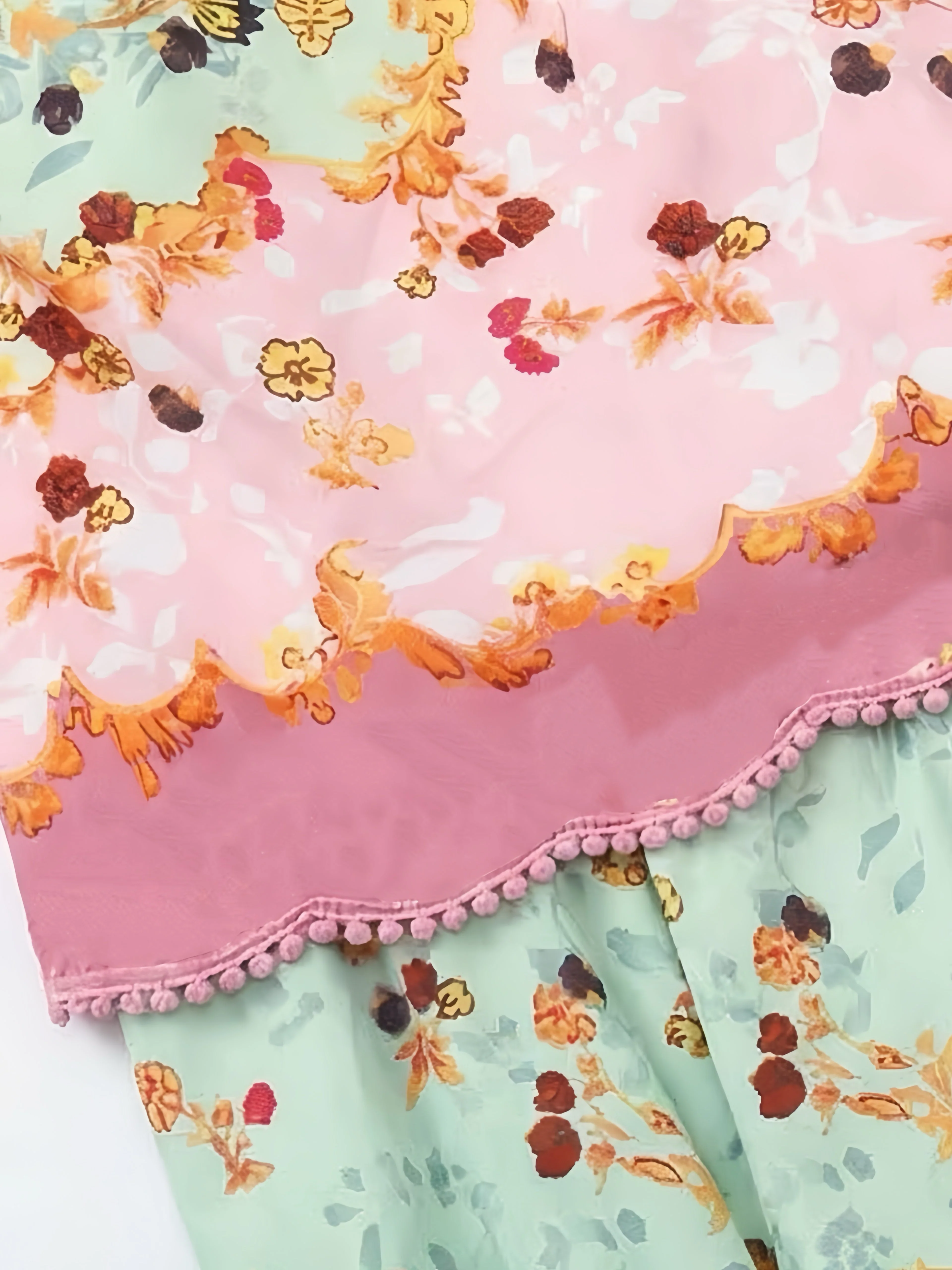 Robe longue fleurs volants rose foncé années 30 - Image 6
