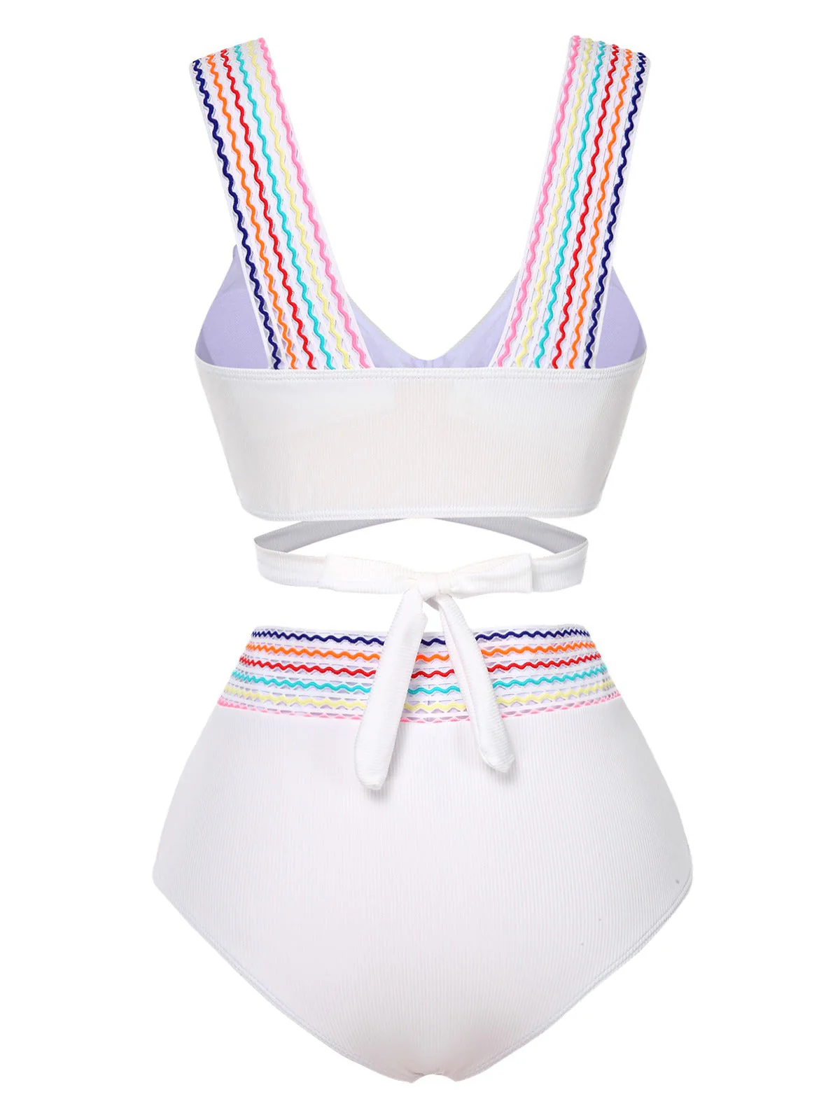 Ensemble bikini à bretelles larges noué dans le dos colorblock des années 1940 - Image 3