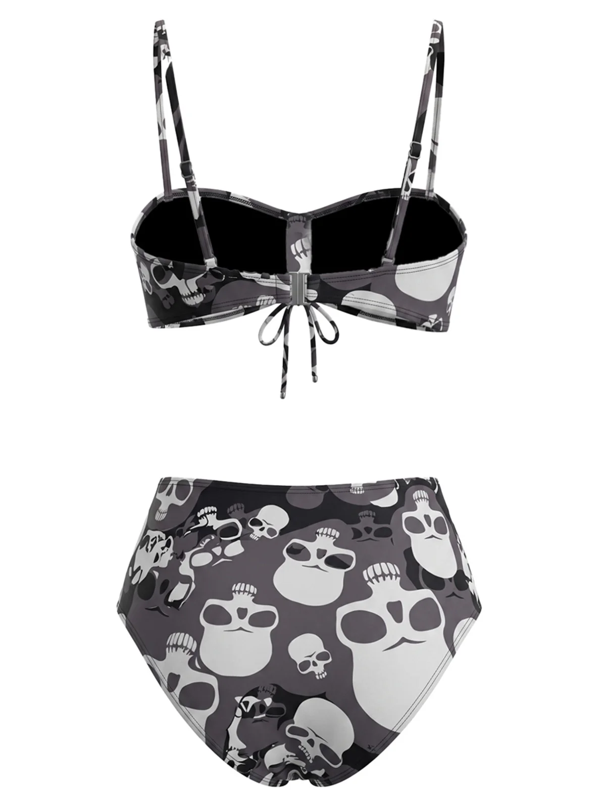 Ensemble Bikini À Crâne Gothique Noir Années 1980 - Image 3