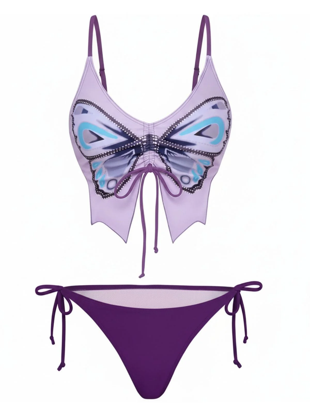 Ensemble bikini à fines bretelles et lacets papillon années 1970 - Image 9