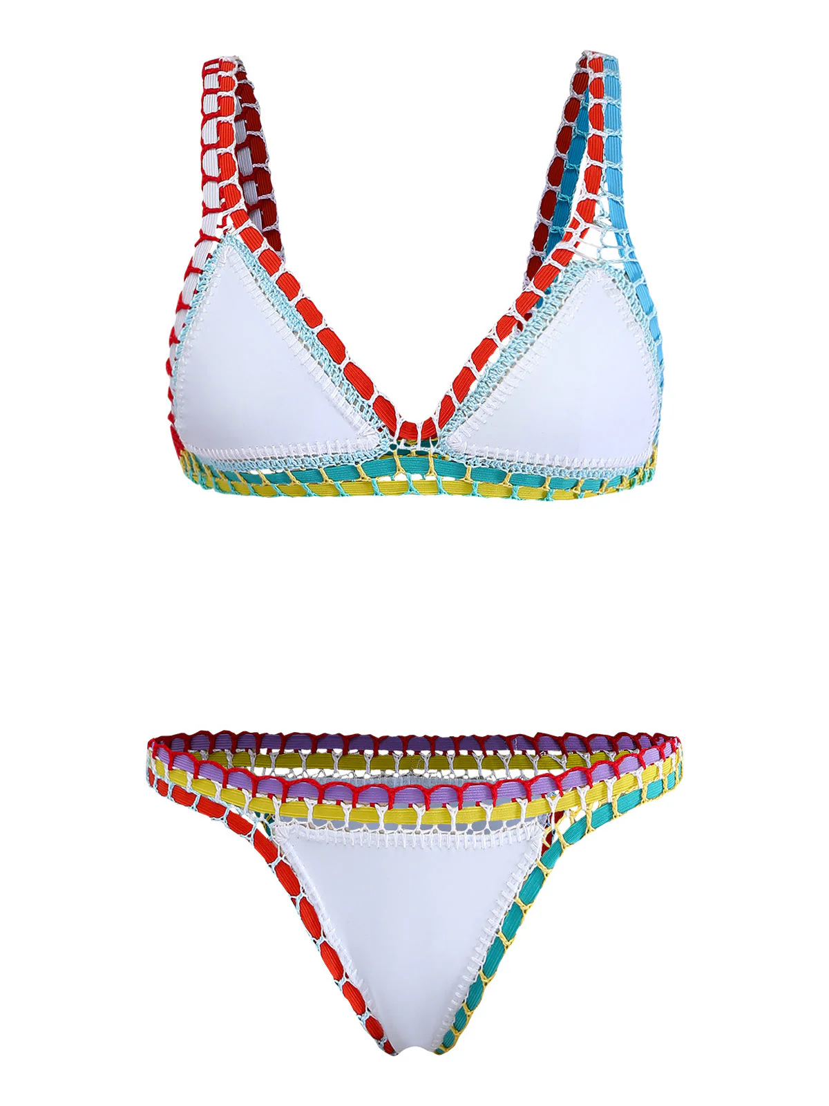 Ensemble Bikini Blanc Tricot Halter Années 1950 - Image 2