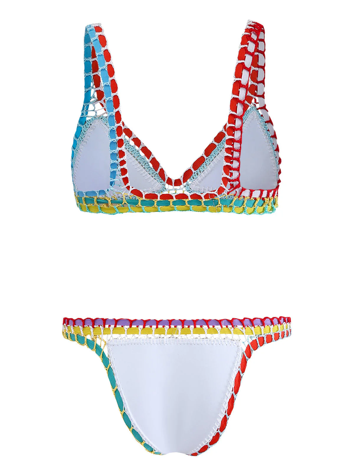 Ensemble Bikini Blanc Tricot Halter Années 1950 - Image 3