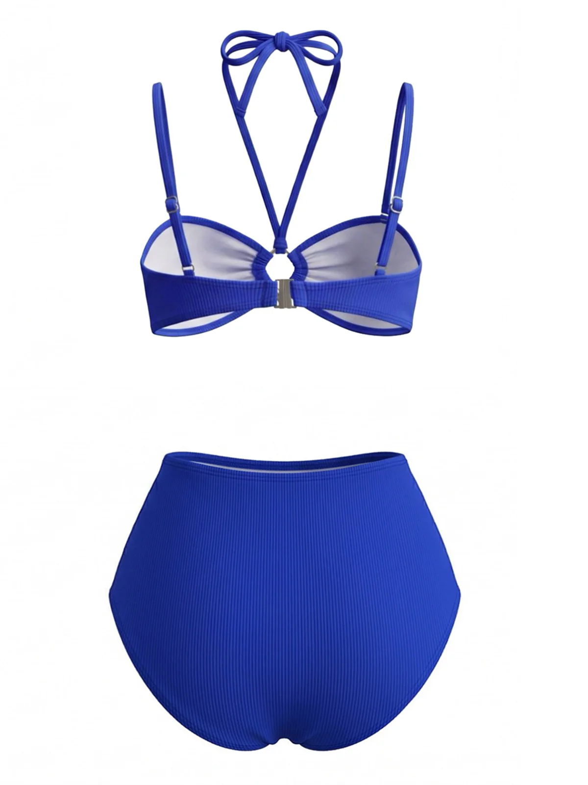 Ensemble Bikini Bleu Orchidée & Paréo Jaune Années 1980 - Image 5