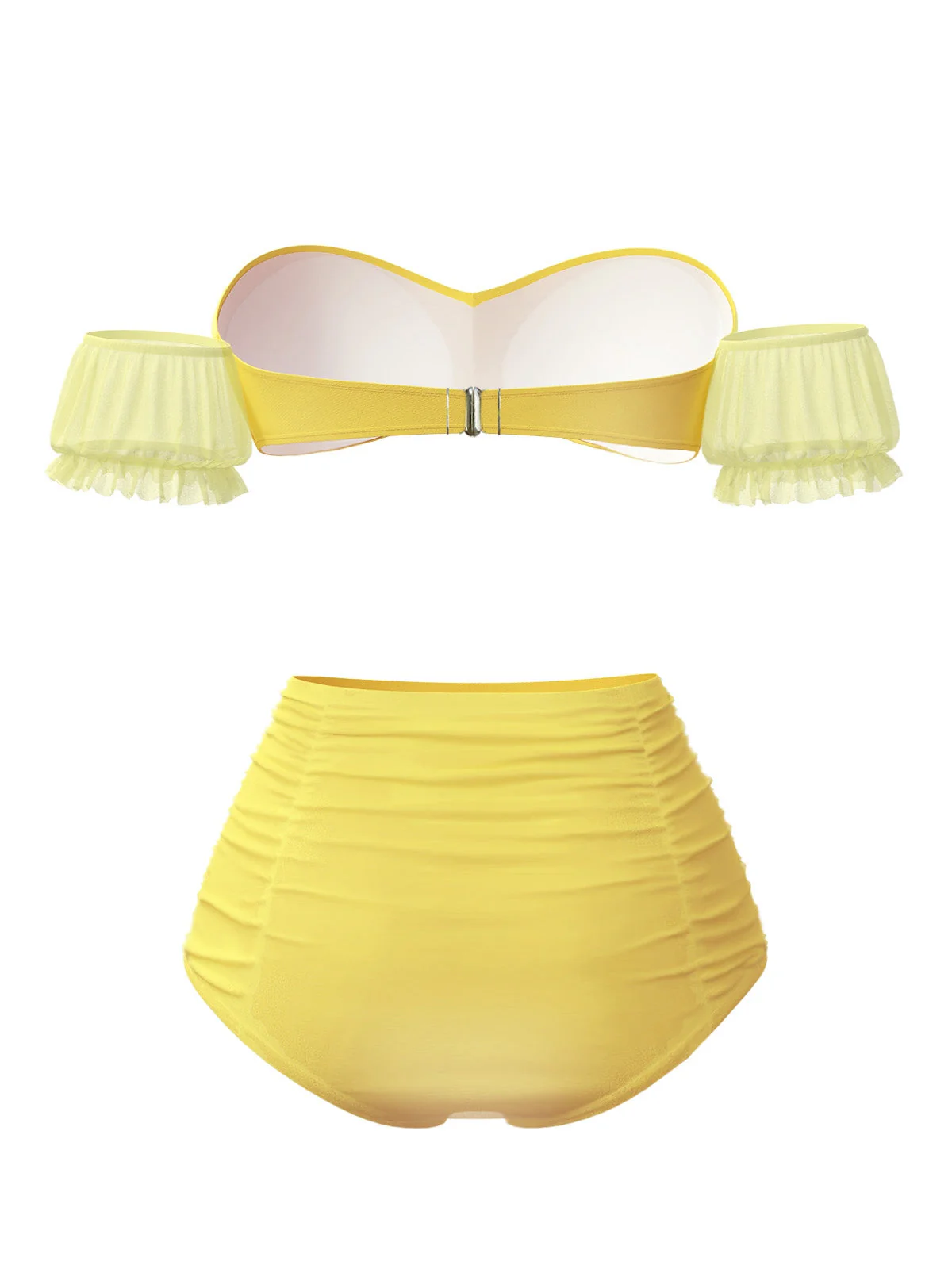 Ensemble bikini bouffant à fleurs Princesse Belle jaune années 1970 - Image 3