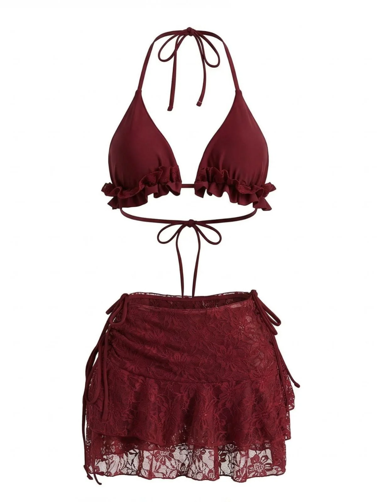 Ensemble bikini col halter et cache-maillot fleurie années 1960 - Image 2