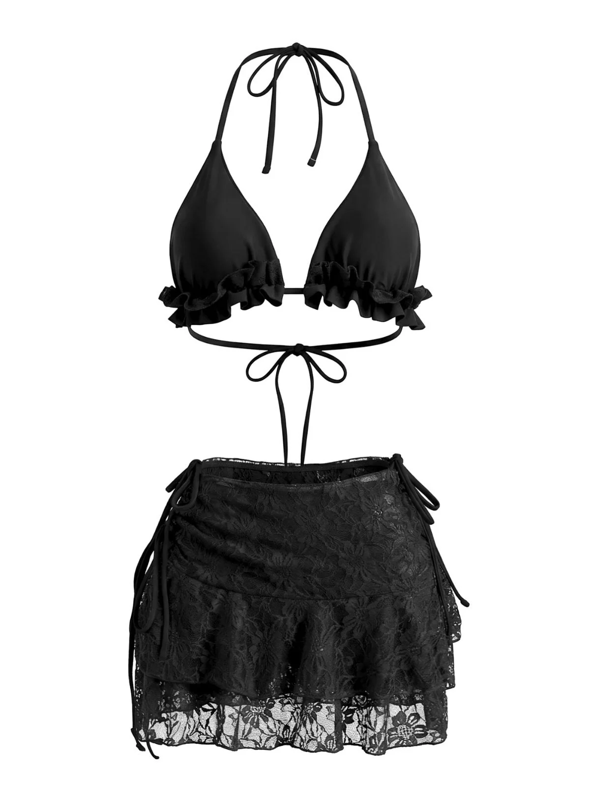 Ensemble bikini col halter et cache-maillot fleurie années 1960 - Image 6