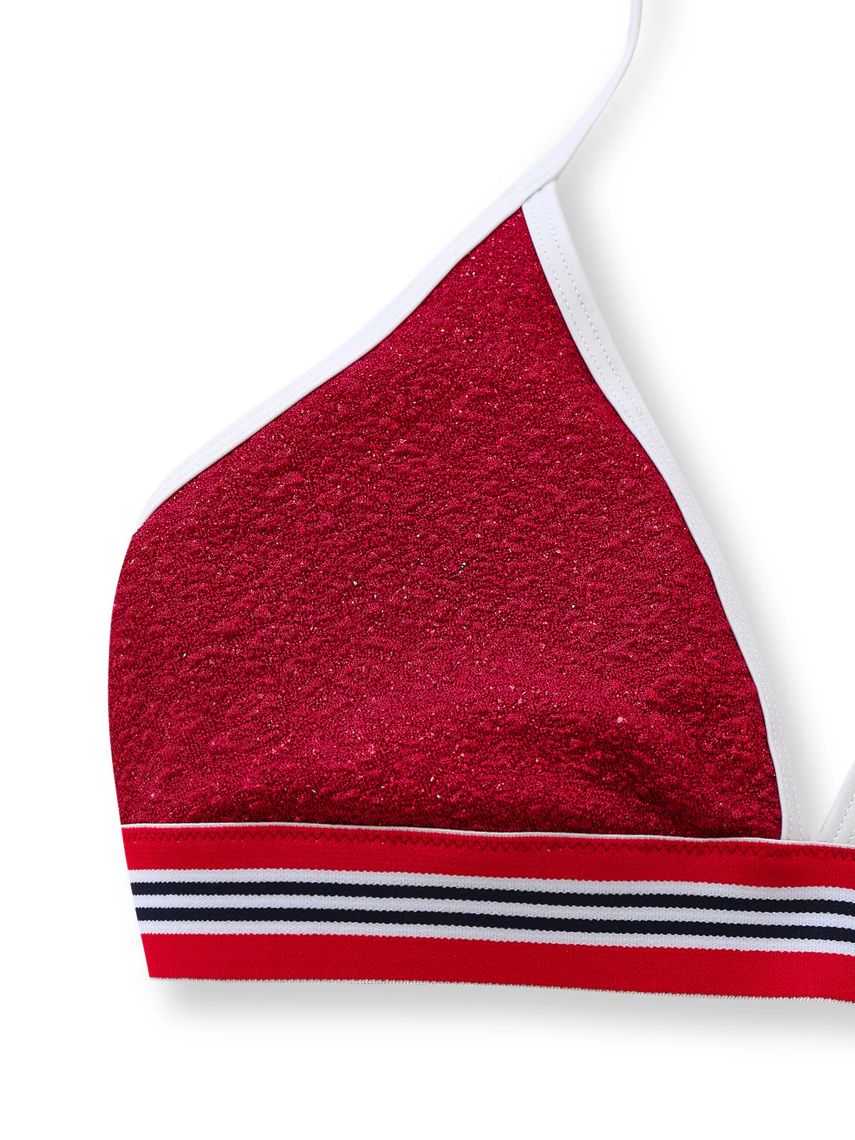 Ensemble Bikini Col Licou Pailleté Rouge Années 80 - Image 4