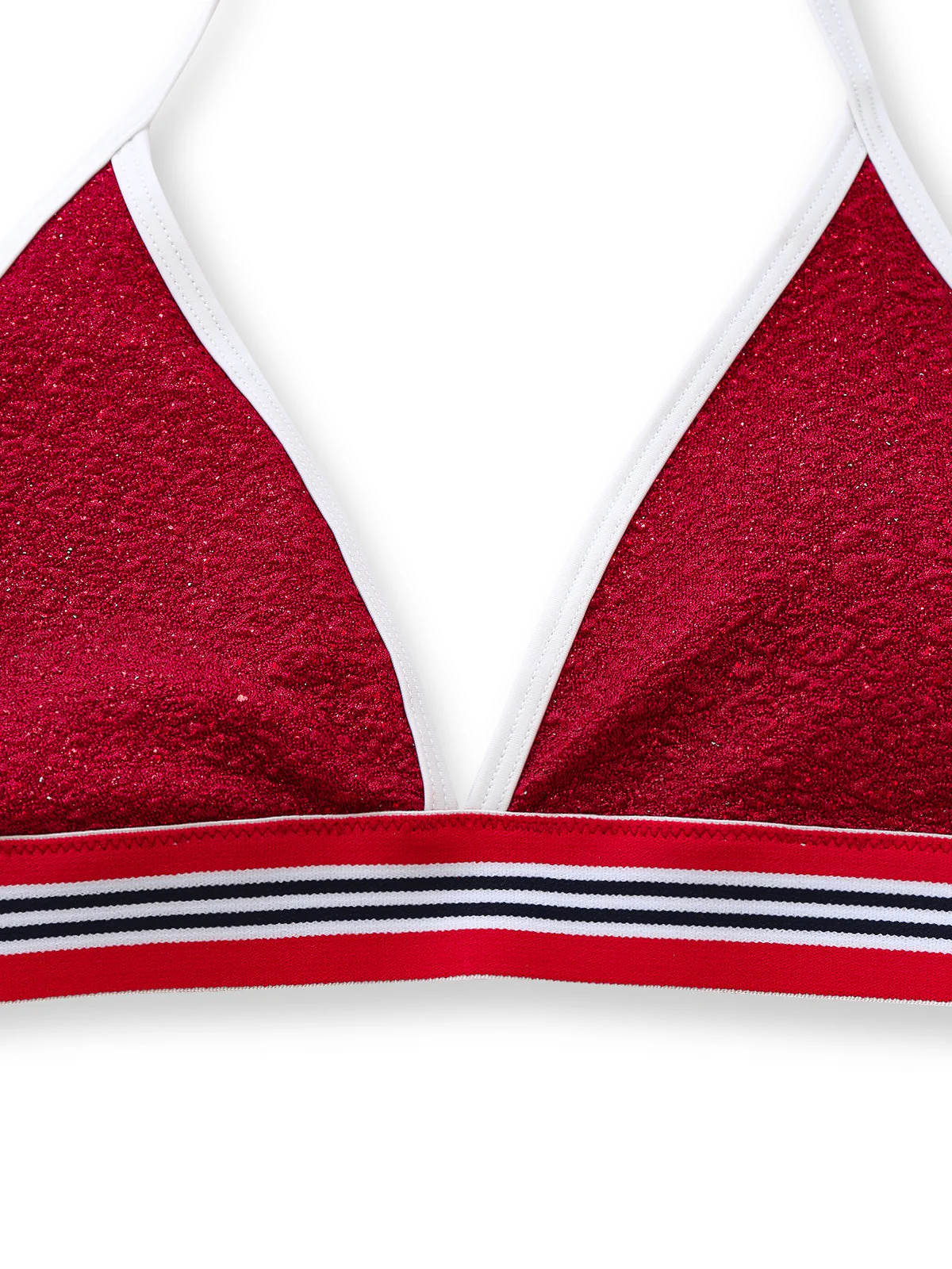Ensemble Bikini Col Licou Pailleté Rouge Années 80 - Image 5