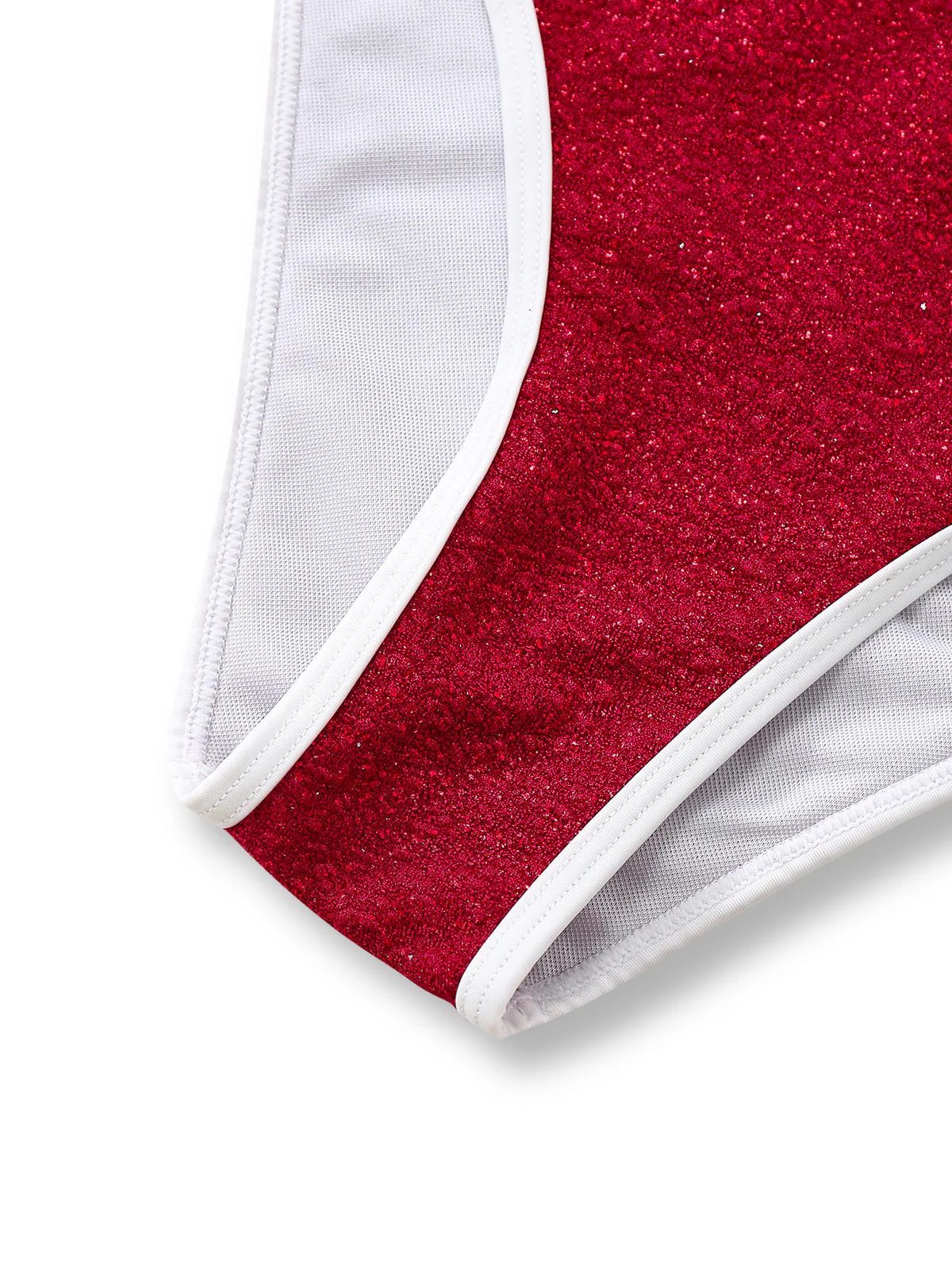 Ensemble Bikini Col Licou Pailleté Rouge Années 80 - Image 7