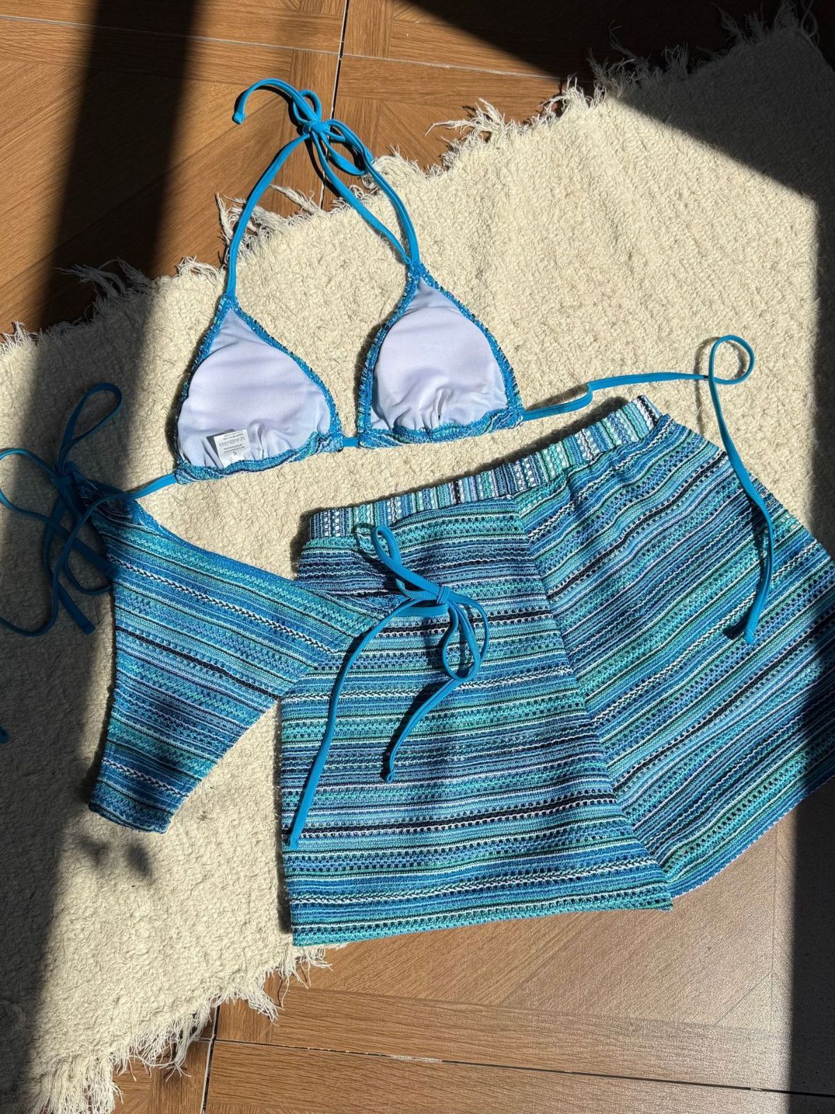 Ensemble Bikini Col Licou Rayé en Maille Années 1960 - Image 11
