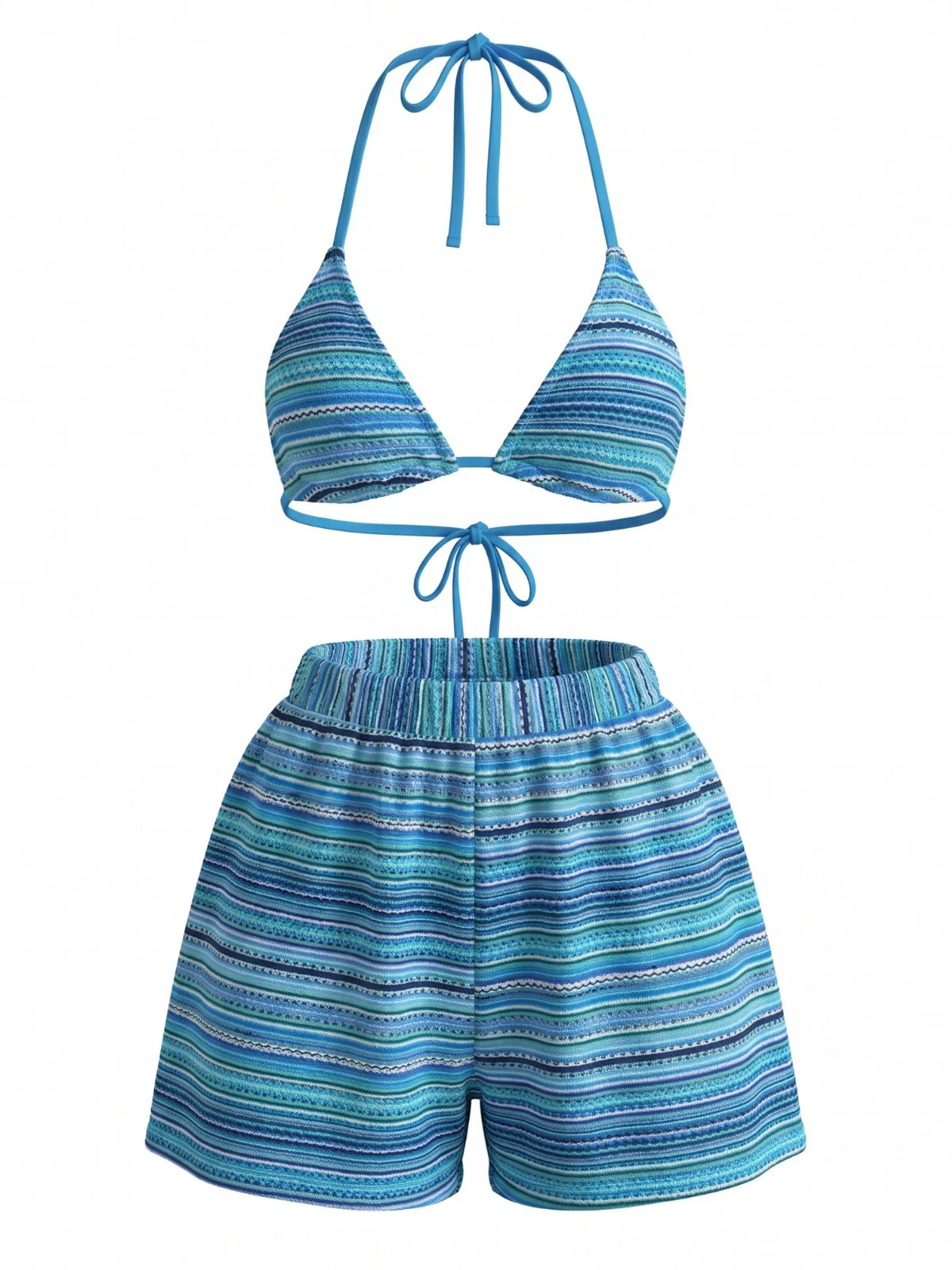Ensemble Bikini Col Licou Rayé en Maille Années 1960 - Image 8