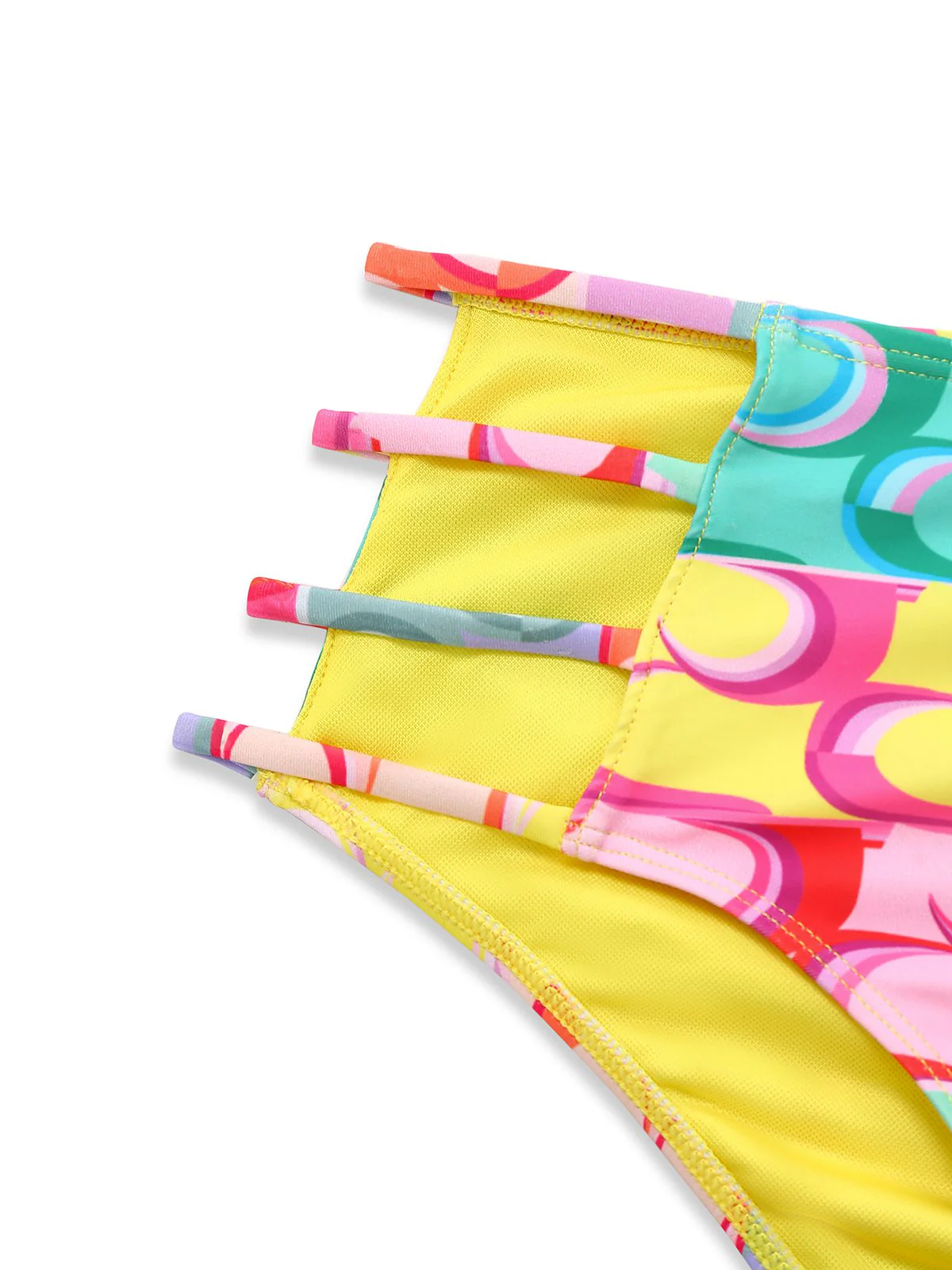 Ensemble bikini dos nu multicolore à lacets arc-en-ciel années 1960 - Image 3