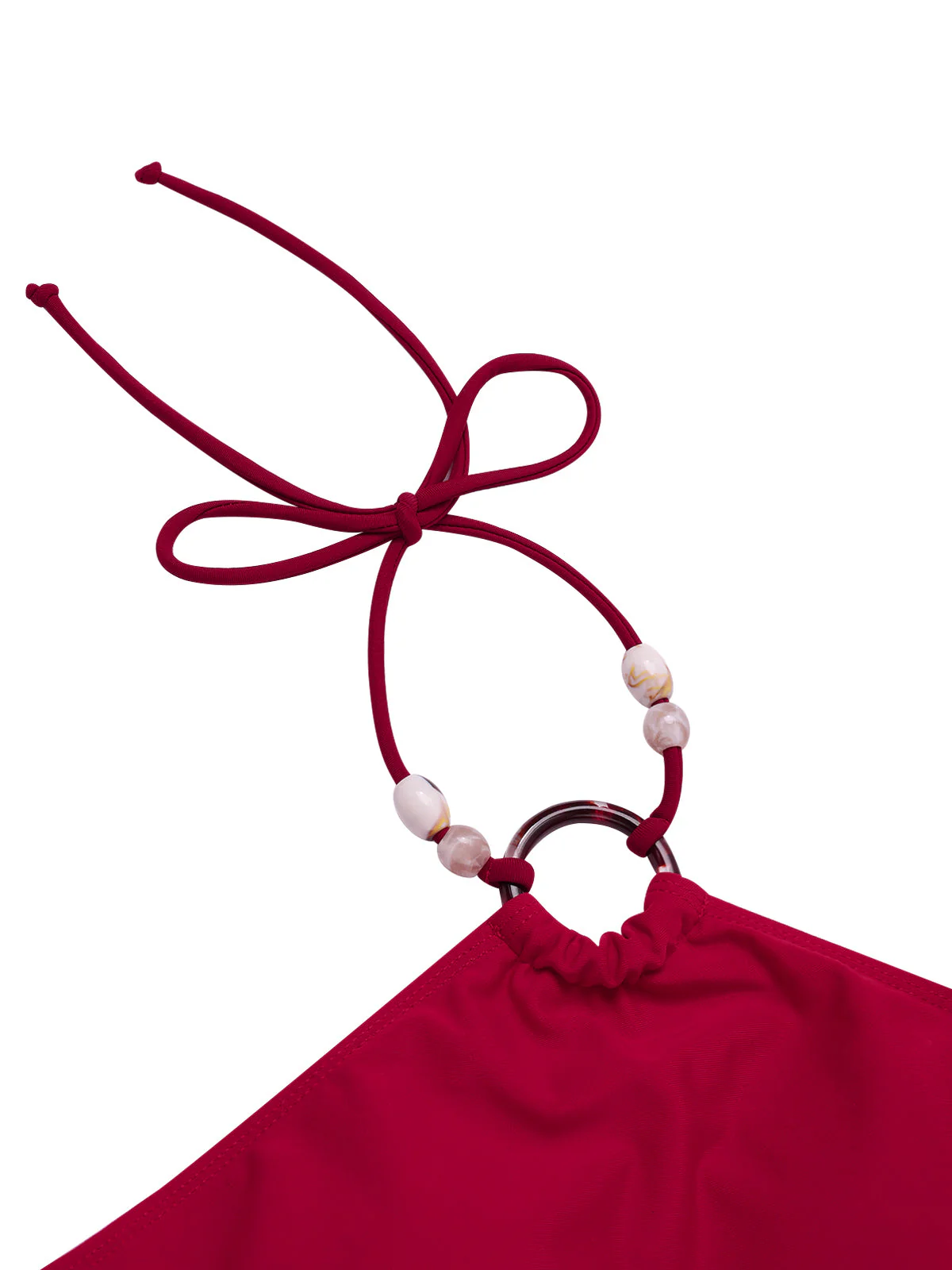 Ensemble bikini dos nu rouge style princesse avec perles des années 1970 - Image 7