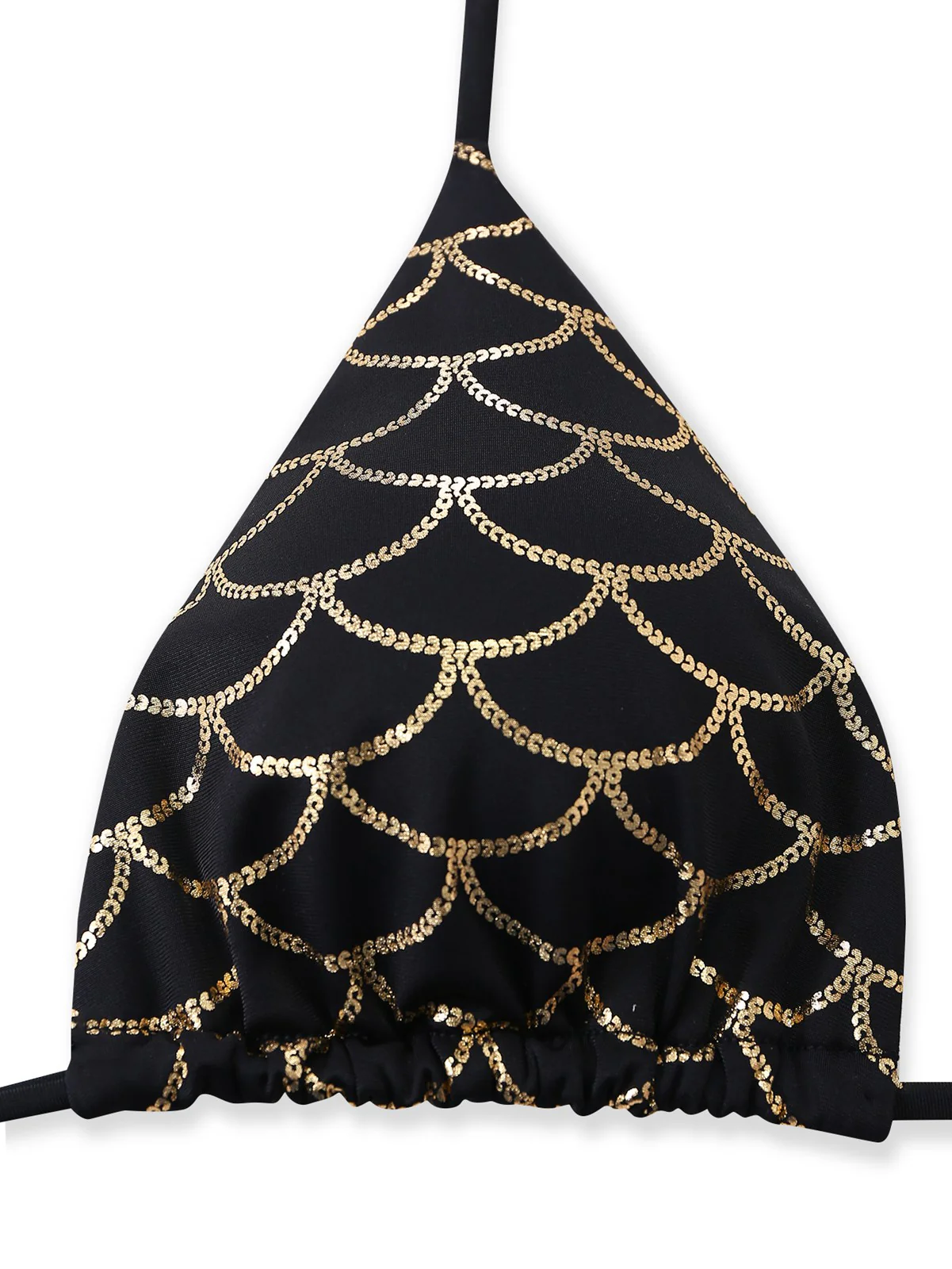 Ensemble bikini écailles sirène dos nu Noire Doré années 1970 - Image 4