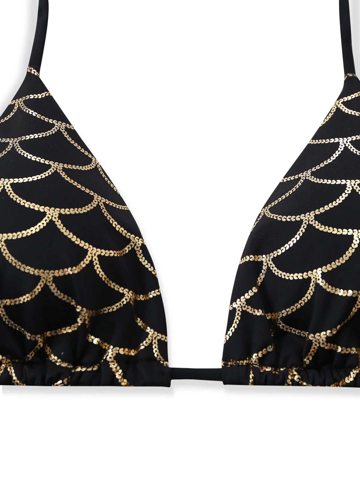 Ensemble bikini écailles sirène dos nu Noire Doré années 1970 - Image 5