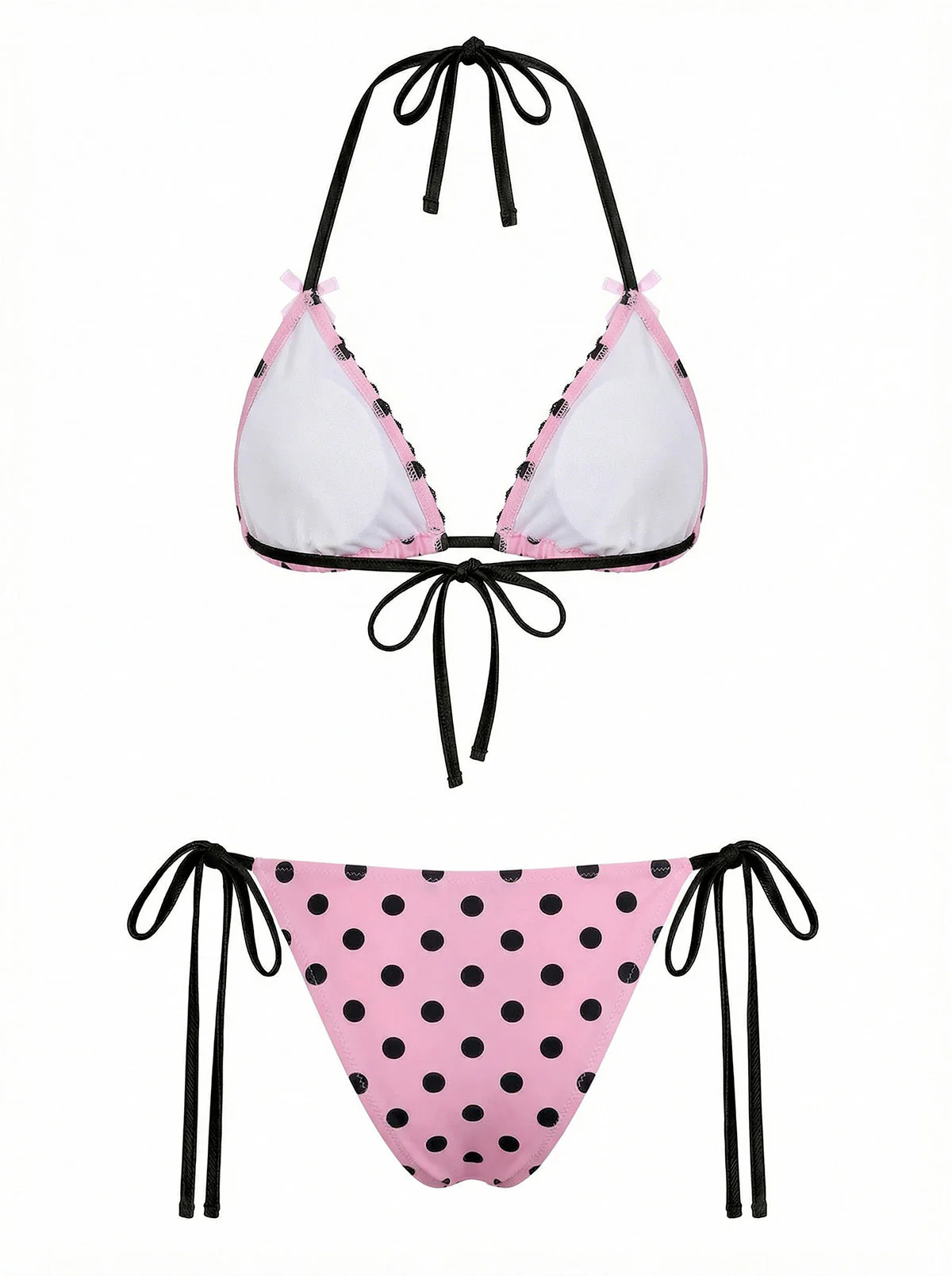Ensemble bikini en dentelle à pois roses 1940s - Image 3