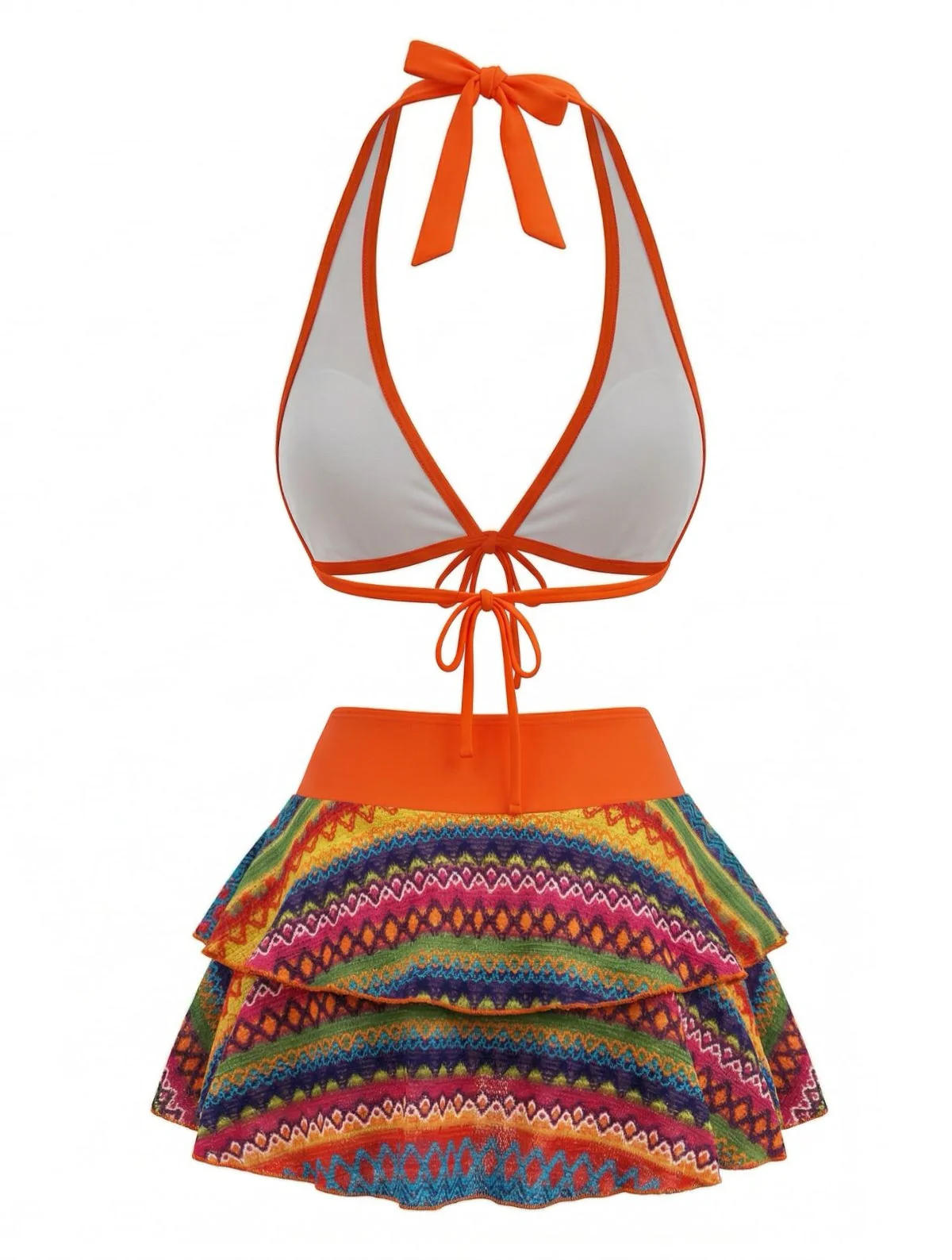 Ensemble bikini et paréo bohème orange années 80 - Image 3