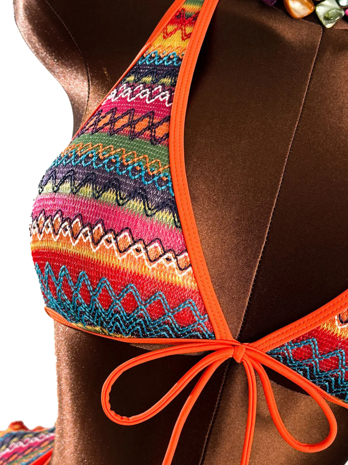 Ensemble bikini et paréo bohème orange années 80 - Image 7