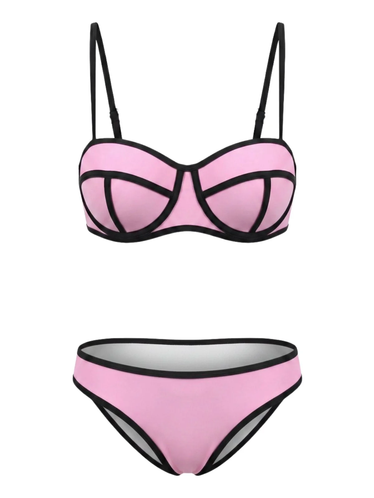 Ensemble bikini fines bretelles et finitions colorblock années 70 - Image 4