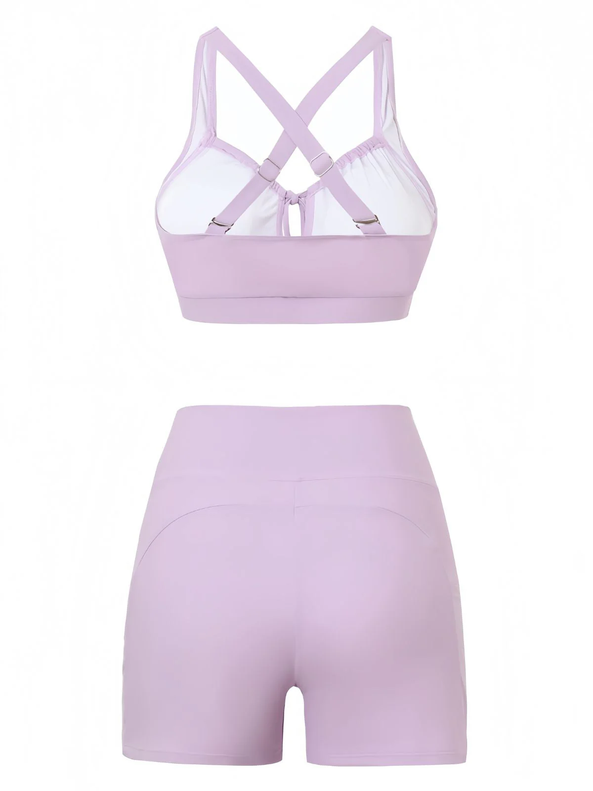 Ensemble Bikini Froncé Violet Années 1950 - Image 2