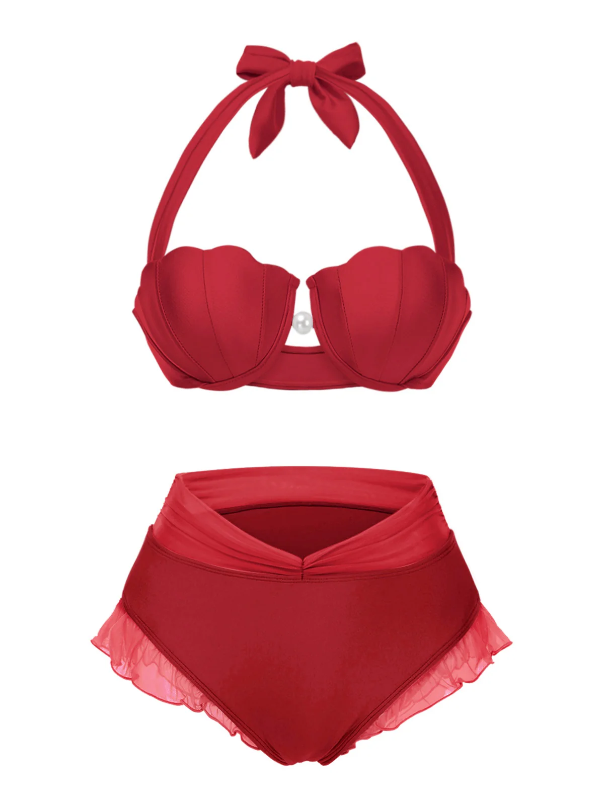 Ensemble bikini licou coquille sirène lavande des années 1970 - Image 17